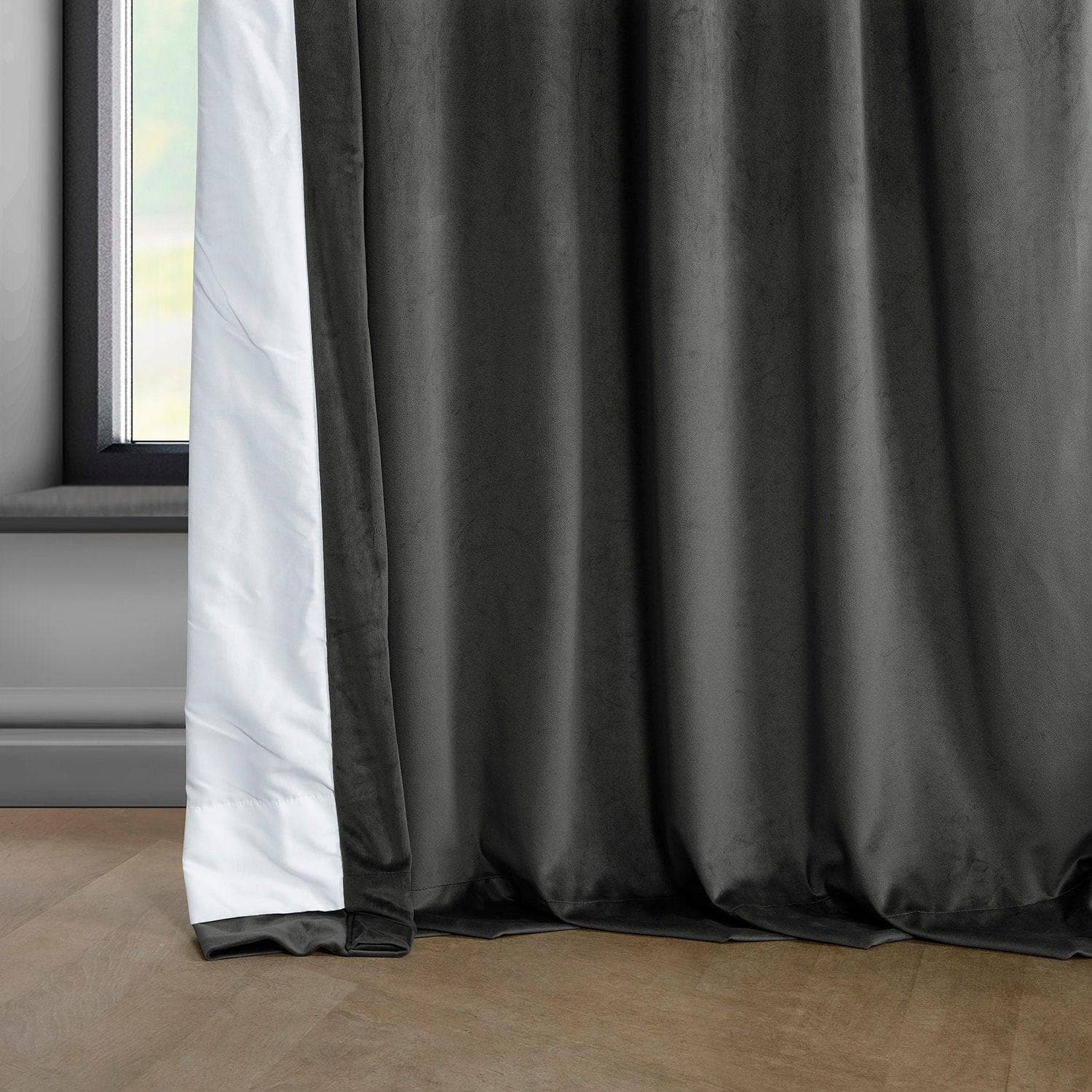 Pepper Grey Heritage Plush Velvet Blackout Curtains - Thermal Insulated Sound Reducing Drapes for Bedroom, Living Room & Nursery (Set of 2 Panels)