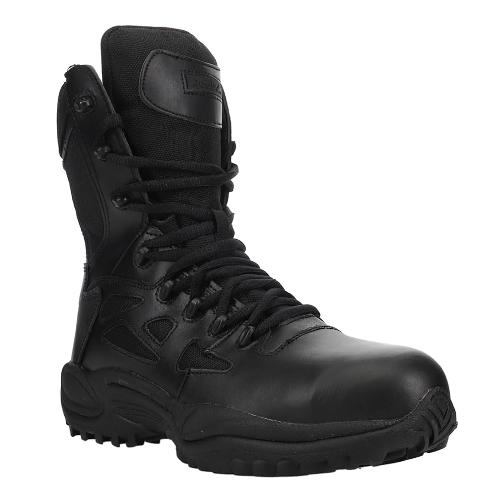 Reebok Work Men's RB8874 Rapid Response 8-Inch Composite Toe Tactical Boot with Side Zipper - Black (Size 11.5) | Durable Safety Shoes for Construction, Warehouse & Outdoor Work