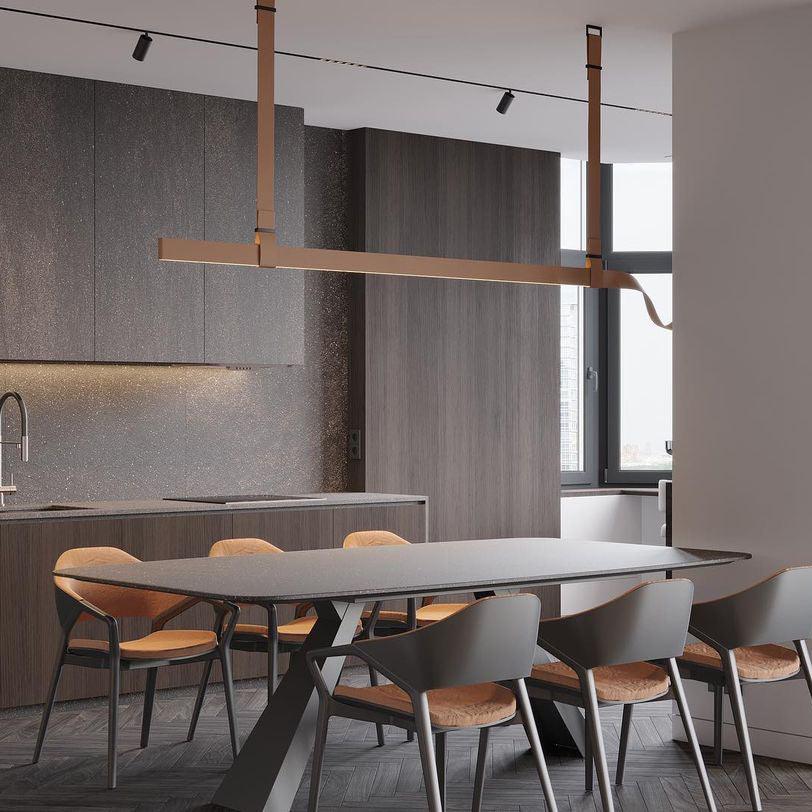 Modern Belt Horizontal Pendant Lamp - Industrial Style Ceiling Light Fixture for Kitchen Island, Dining Room & Living Room Decor