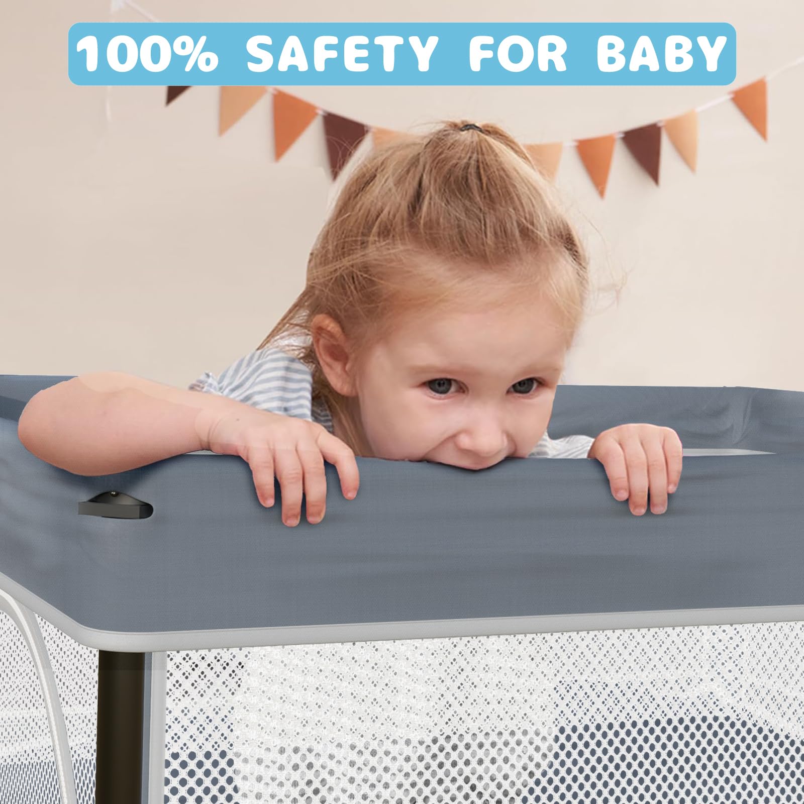 Foldable Baby Playpen with Mat - 50