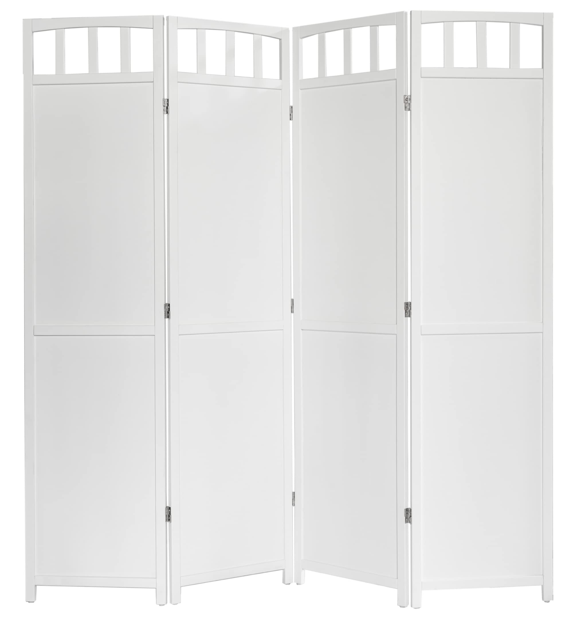 Legacy Decor 4-Panel Solid Wood Privacy Screen Room Divider - 5.6’ Tall White Finish for Home Office, Bedroom & Living Room Separation