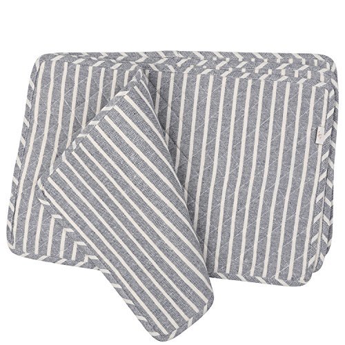 NEOVIVA Set of 4 Quilted Denim Placemats - Washable & Durable Kitchen Table Mats for Dining, Parties & Home Decor