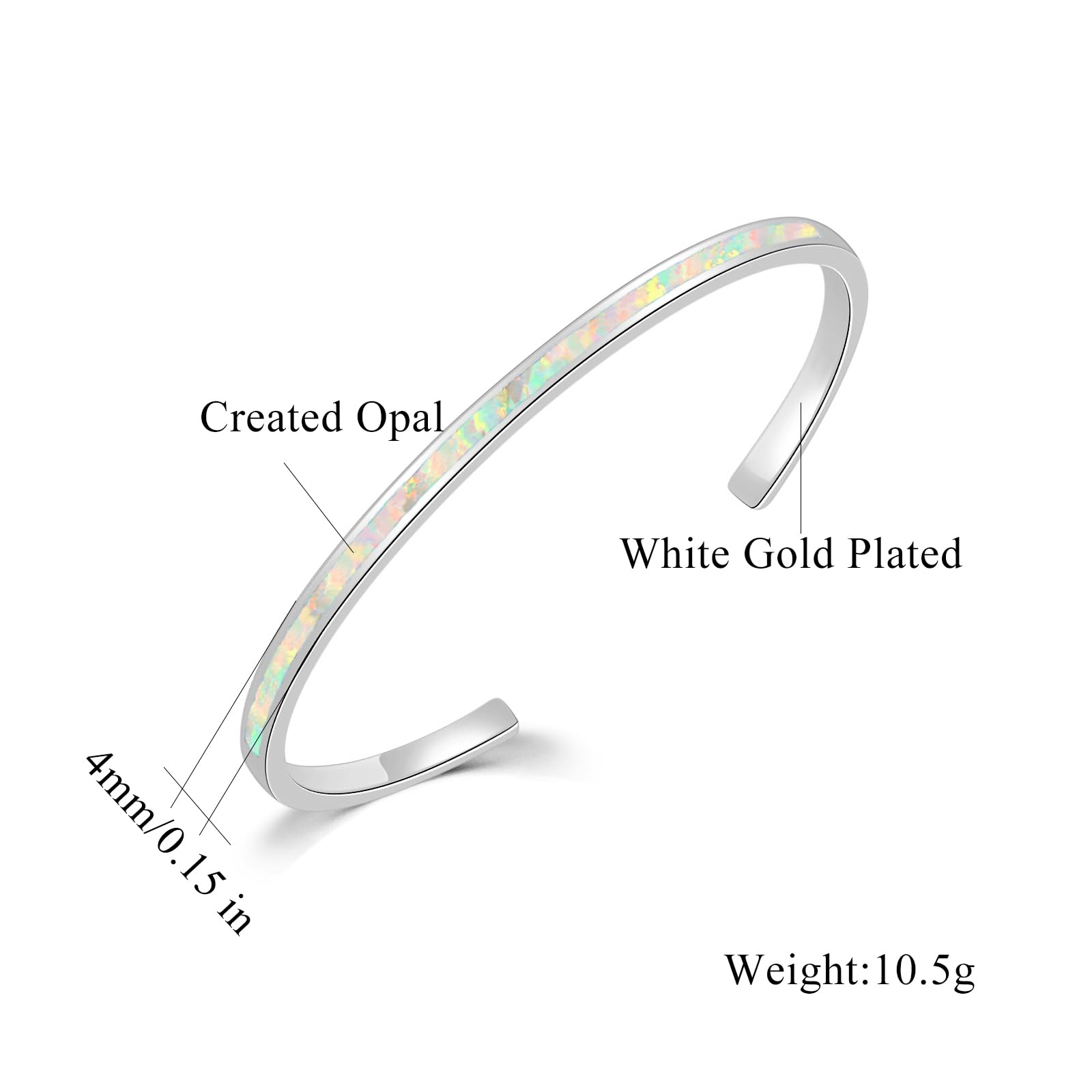 CiNily Women's Gold Plated Opal Cuff Bracelet - Hypoallergenic Gemstone Open Bangle for Ladies | Perfect for Parties, Weddings & Everyday Elegance