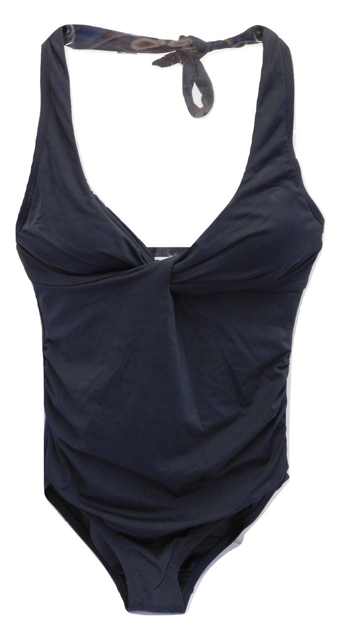 Calvin Klein Twist Halter One Piece Swimsuit - Tummy Control Black Size 8 | Women's Sexy Monokini for Beach, Pool & Vacation