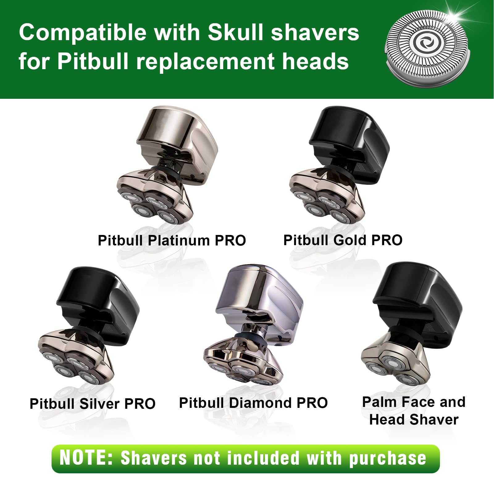 12 Pack Replacement Shaver Blades for Skull Shaver Pitbull Gold PRO - 4 Head Razor Blades for Men's Electric Shavers - Perfect for Travel, Home & Professional Grooming