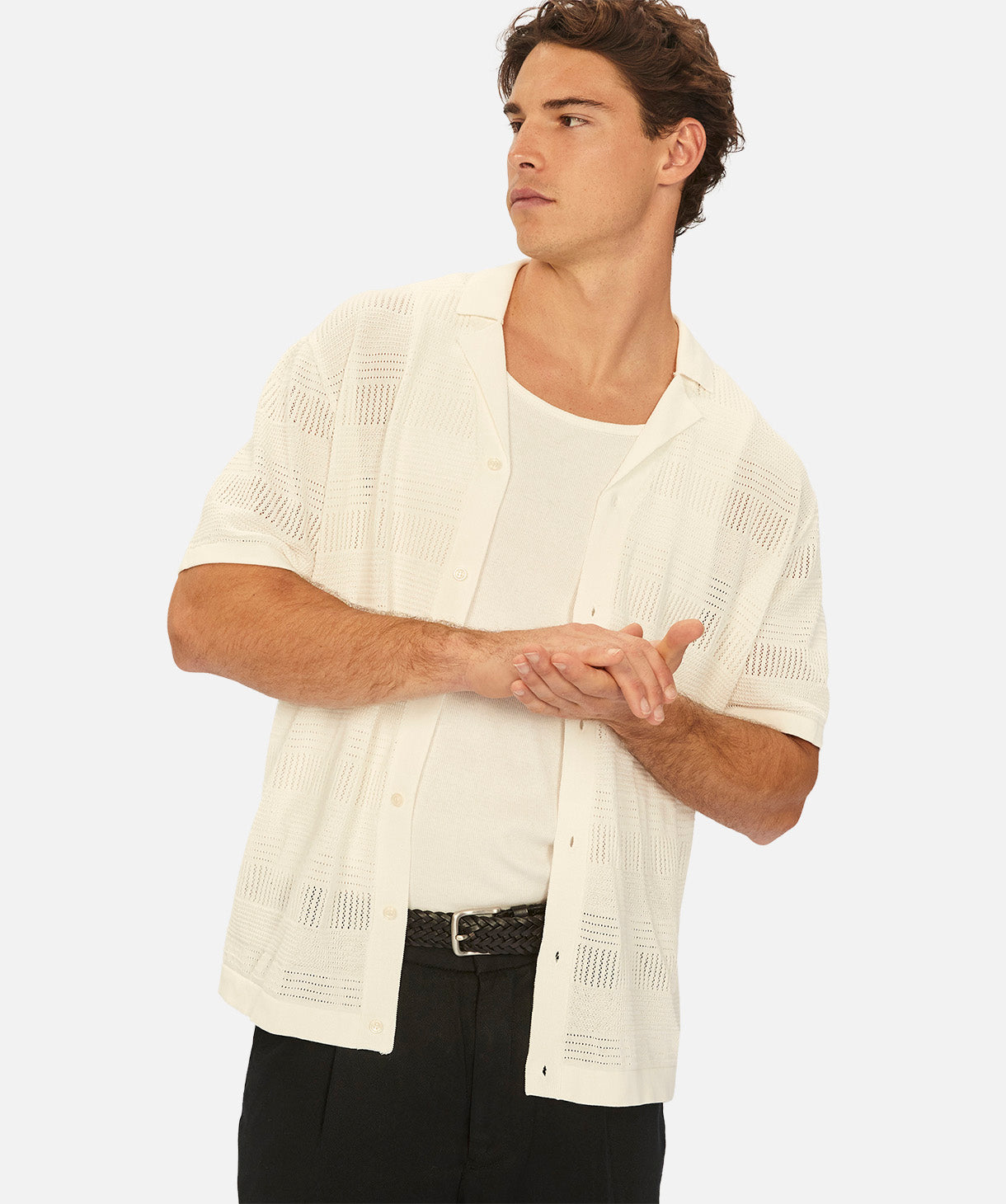 Vercelli Short Sleeve Shirt in Chalk - Stylish Casual Wear for Men | Perfect for Office, Outings & Summer Fashion