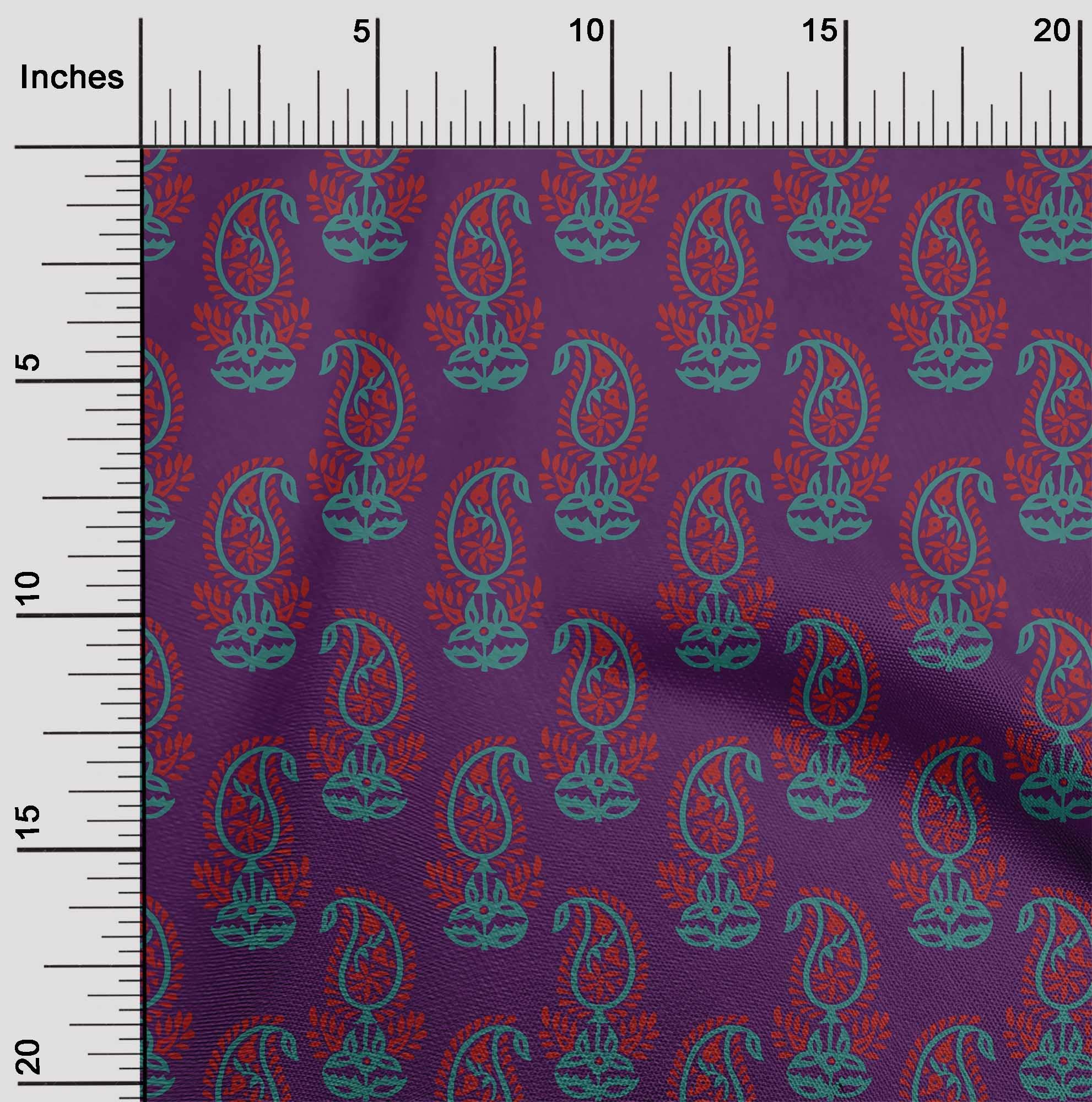 Premium Cotton Poplin Wine Paisley Print Fabric by The Yard - 56 Inch Wide for DIY Clothing, Dresses, Quilting & Home Decor Sewing Projects