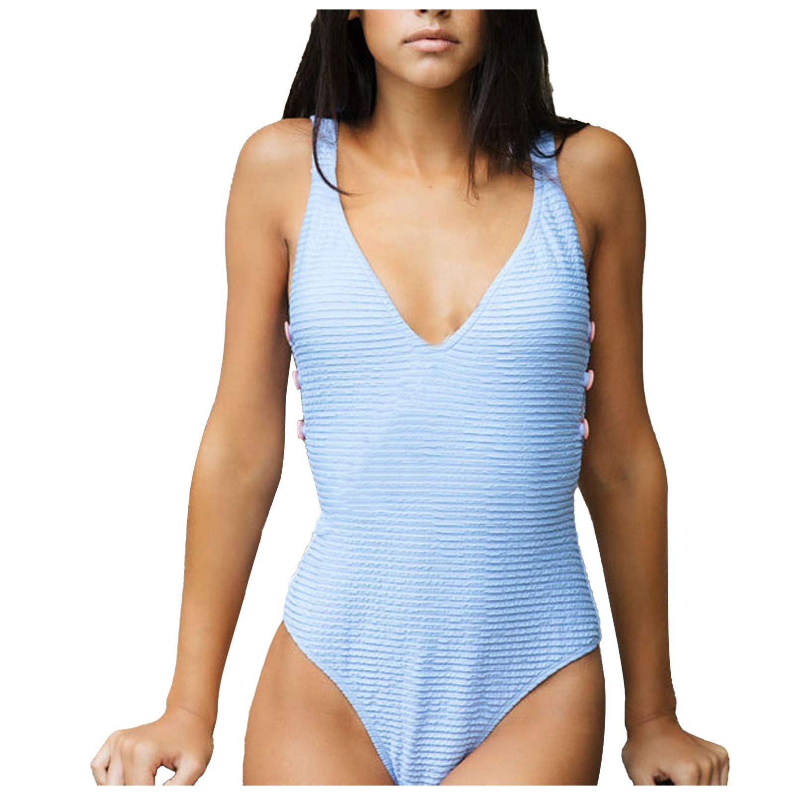 Sexy Solid Color One-Piece Swimsuit for Big Busted Women - Summer Printed Button Bikini for Beach, Pool & Vacation | Plus Size Swimwear