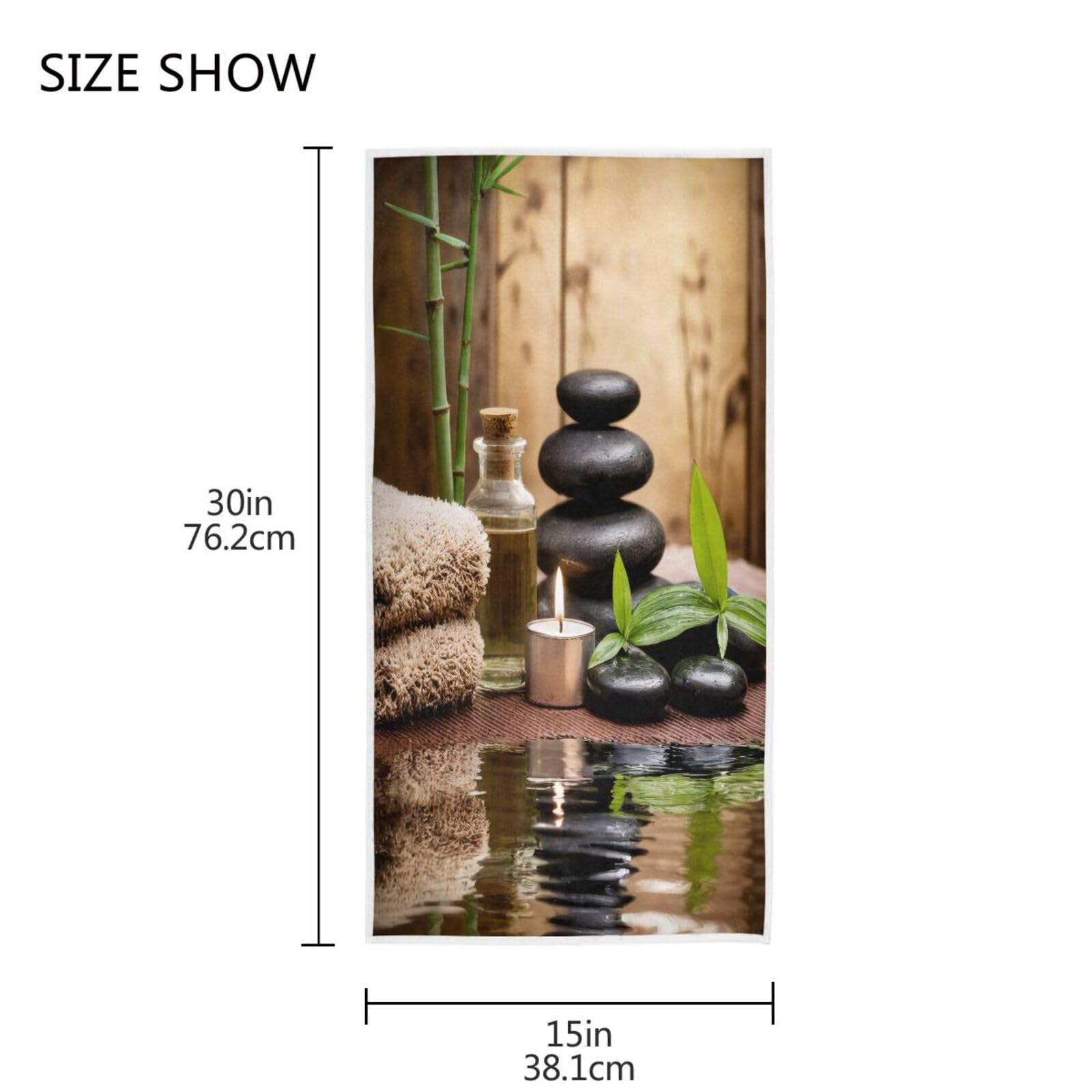 Premium Zen Basalt Stones Wood Soft Highly Absorbent Hand Towel 15