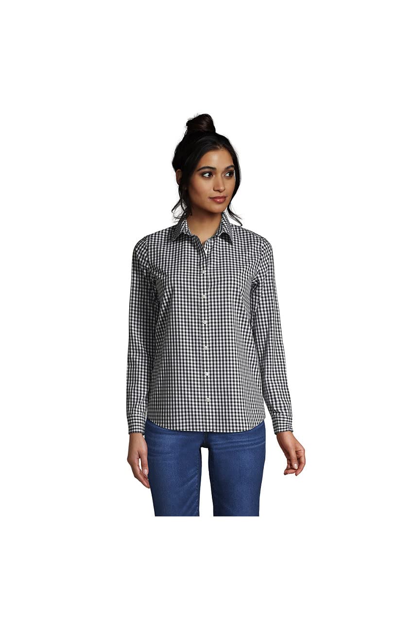 Lands' End Women's No Iron Supima Cotton Long Sleeve Shirt - Wrinkle-Free Comfort for Work, Travel & Everyday Wear
