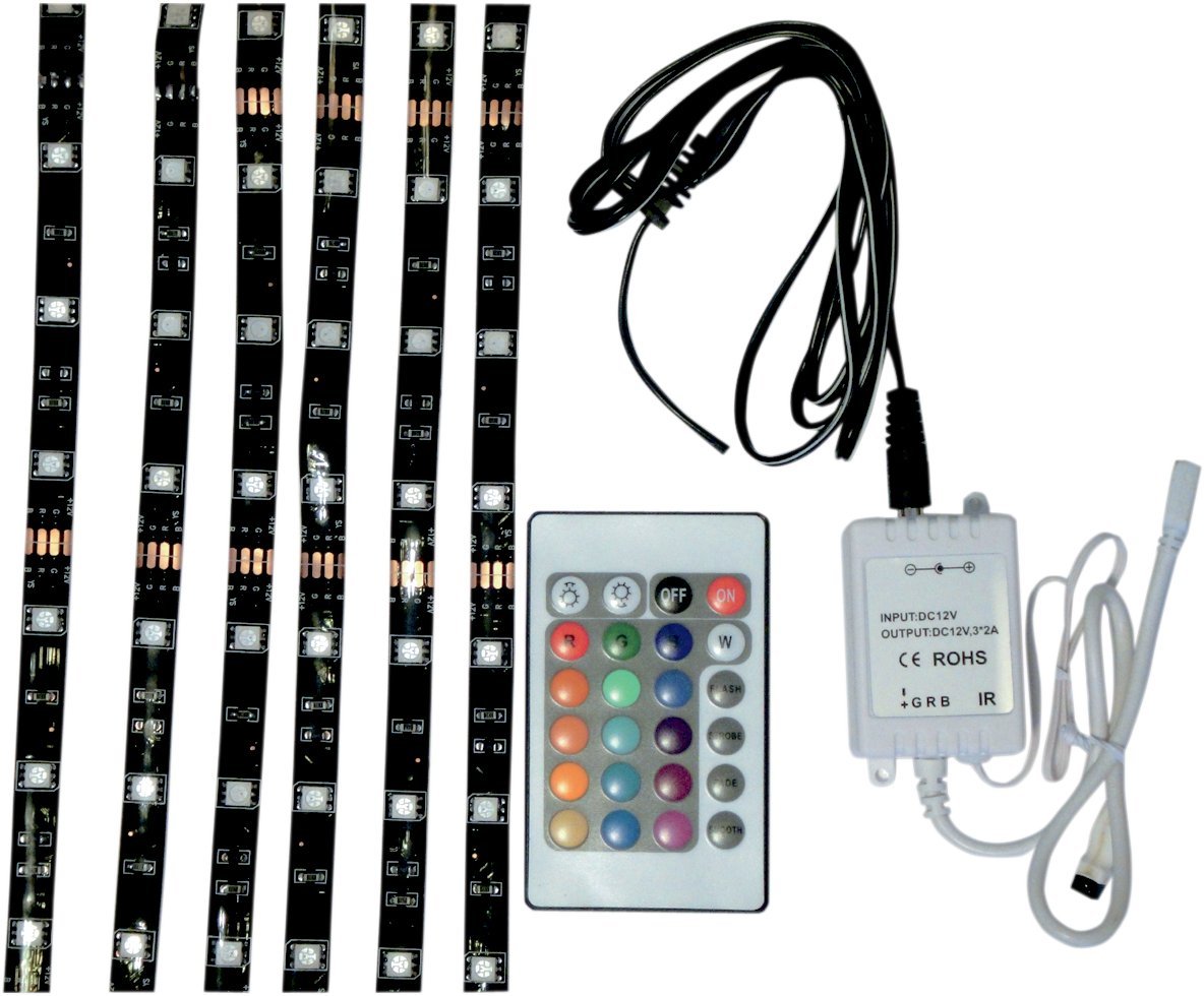 Brite-Lites BL-RGBLEDM 6-Piece LED Strip Light Kit with Multi-Color Remote Control - Perfect for Home Decor, Bedroom Lighting, and Party Atmosphere