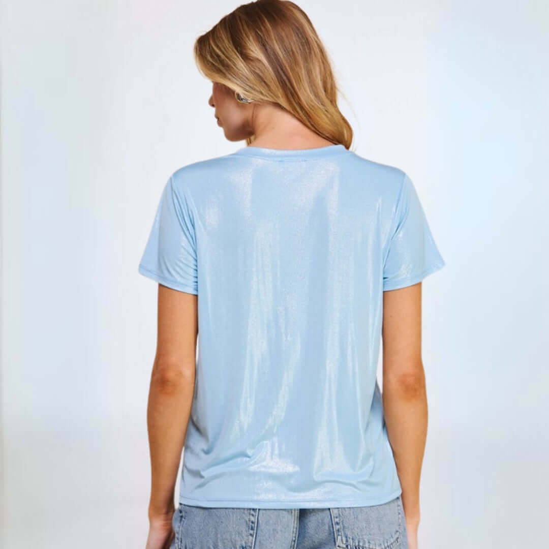 Baby Blue Glitter T-Shirt for Kids | 100% Cotton Sparkle Tee | Made in USA | Perfect for Birthday Parties & Special Occasions