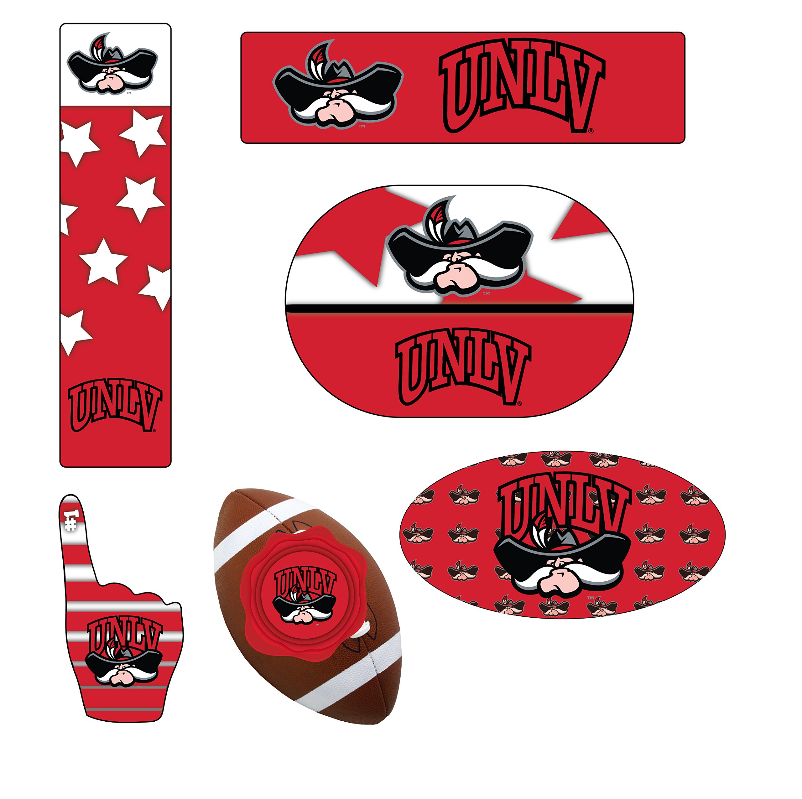 UNLV Rebels 6-Piece Peel & Stick Decal Set for Car Windows, Laptops & Tailgating - R&R Imports College Sports Fan Accessories