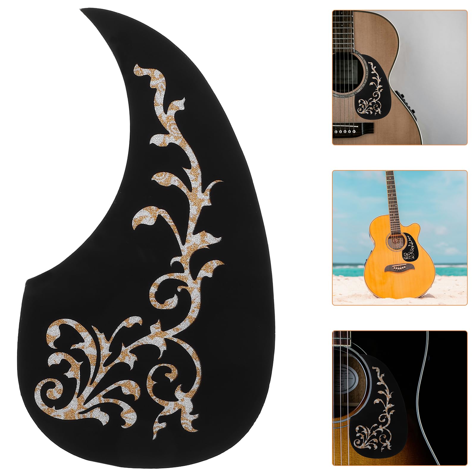 Milisten White Vine Patterned Self-Adhesive Guitar Pickguard - 128MM Scratch Plate for Electric Guitar Replacement | Perfect for DIY Guitar Upgrades & Customization