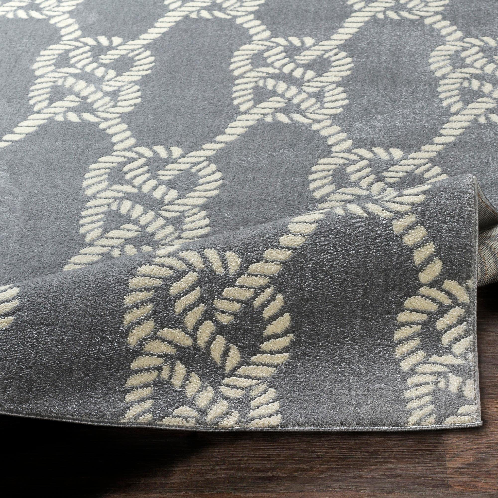 Mark&Day 8ft Round Coastal Light Gray Area Rug - Soft & Durable Grey White Carpet for Living Room, Bedroom, Kitchen - Perfect for Boho & Coastal Decor (7'10