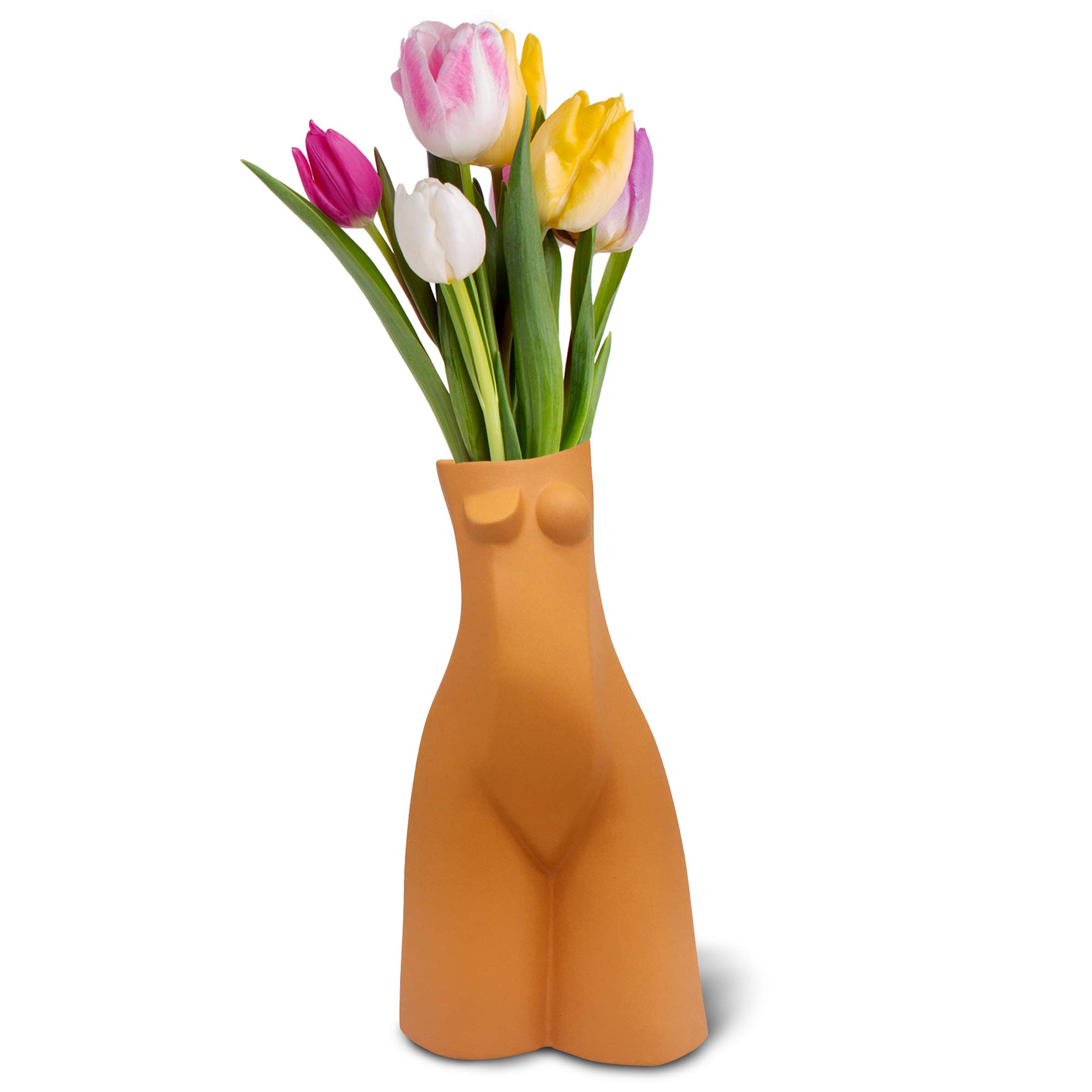Premium Ceramic Female Form Body Flower Vase - 5 Unique Boho Designs for Home & Office Decor | Modern Plant Pot & Planter for Living Room, Bedroom, Dining Table | Summer Apricot Color Home Accent Piece