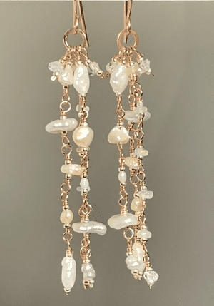 Rose Gold Boho Pearl Dangle Earrings for Women - Elegant Dainty Jewelry for Party, Wedding & Everyday Wear