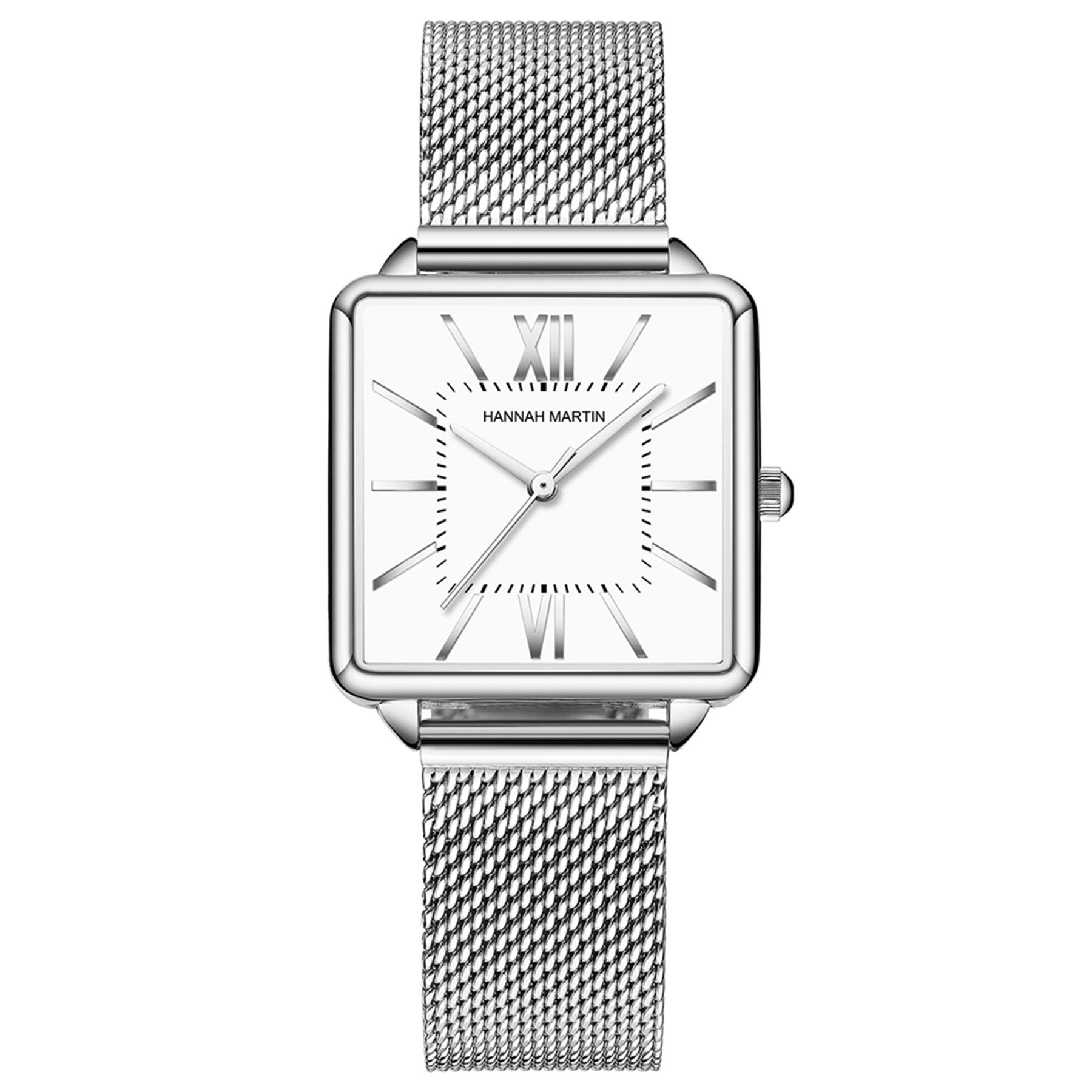 Elegant Rose Gold & Silver Mesh Stainless Steel Women's Watch - Waterproof Square Dial Ladies Wristwatch for Everyday Wear, Office & Special Occasions