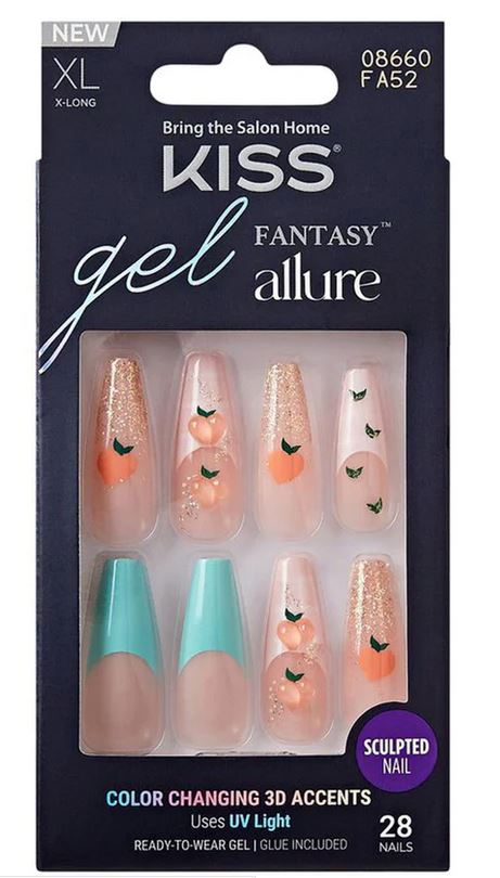 Kiss Gel Fantasy Nails 28-Piece Set - Long Lasting Press-On Nails with Glue - Perfect for Parties, Weddings & Special Occasions