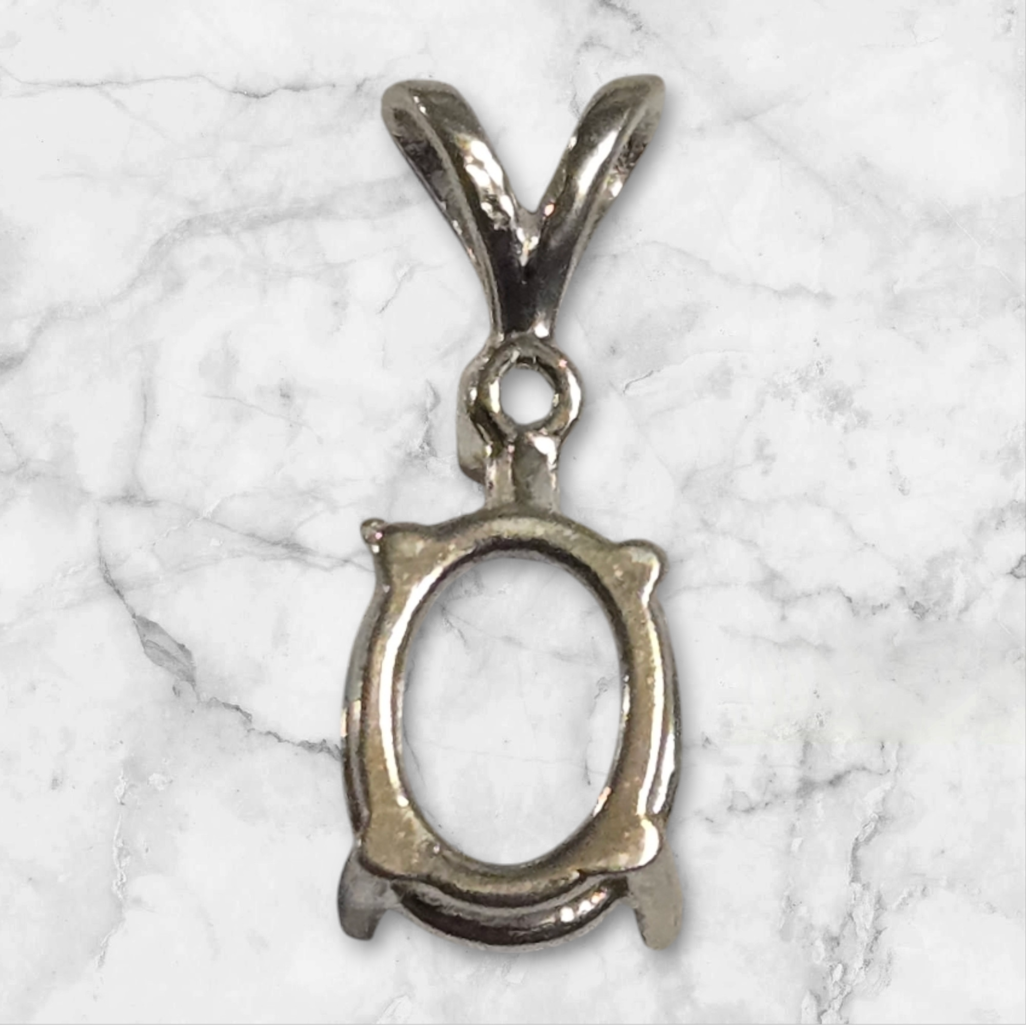 6x4mm & 9x7mm Oval Pendant Setting - Solid Sterling Silver or 14K White/Yellow/Rose Gold - Handcrafted in USA - Perfect for Birthstone, Diamond & Gemstone Jewelry Making