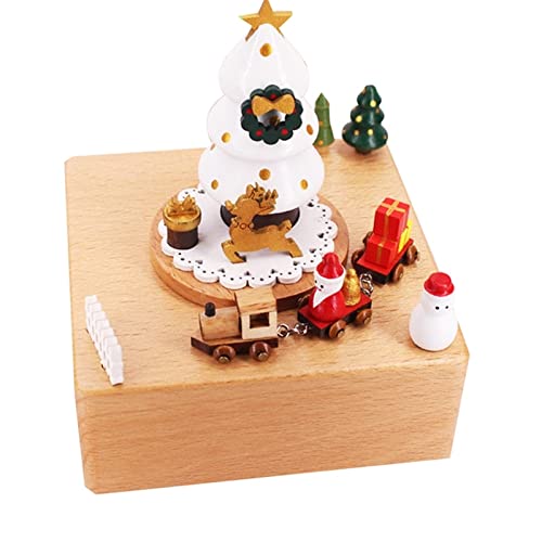 YAYA2021-SHOP Wooden Music Box - Santa Claus Christmas Tree Train with Retro Design, Perfect for Christmas, New Year, Birthday Gifts, Home Decoration, Jewelry Storage & Romantic Presents for Friends/Lovers (Color: J10) | Ideal for Holiday Decor, Gift-Giving & Special Occasions