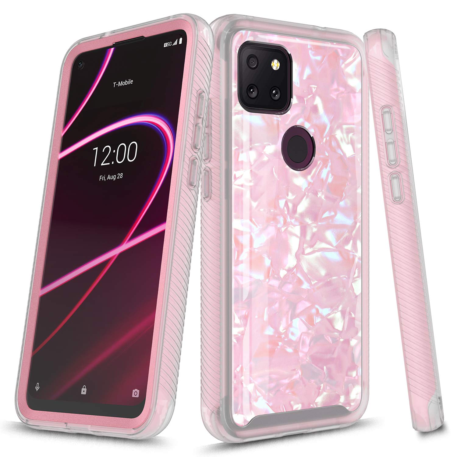 T-Mobile REVVL 5G Case - Shockproof Hybrid Bumper (Pink) for Outdoor Protection