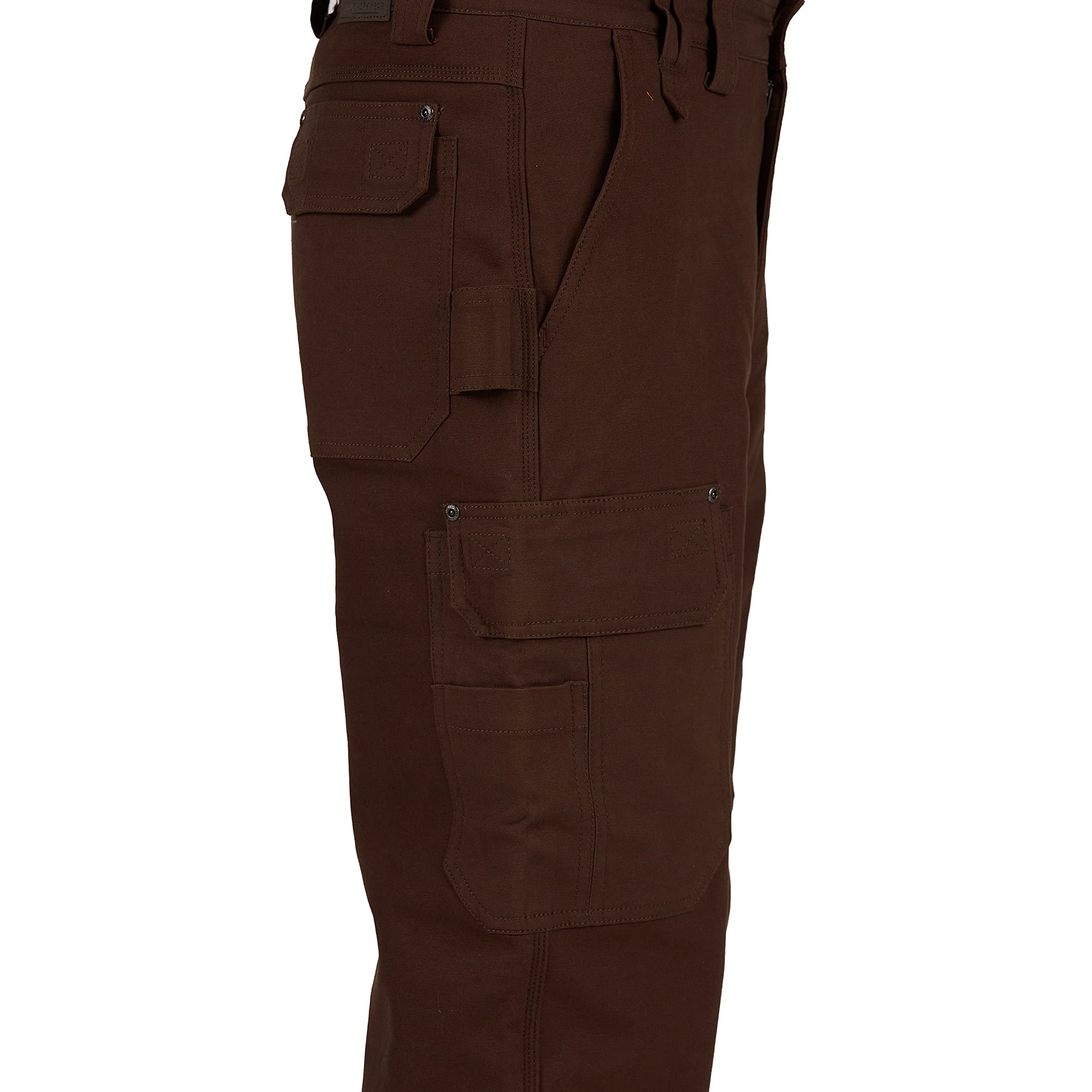 Smith's Workwear Men's Fleece Lined Canvas Cargo Work Pants - Durable Winter Workwear for Construction, Outdoor Jobs & Cold Weather (Khaki, 36W x 32L)