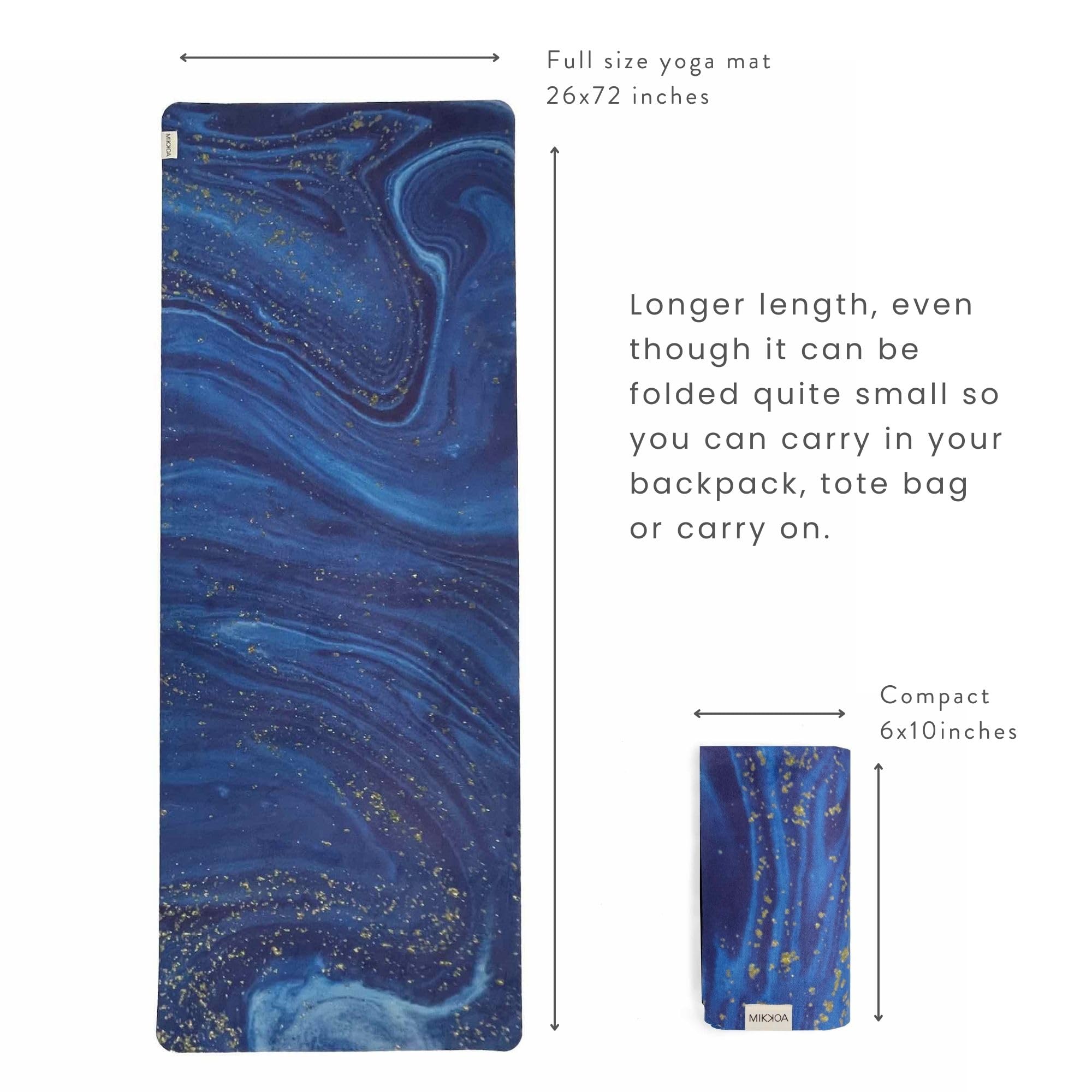 Eco-Friendly Travel Yoga Mat 1.5mm - Foldable & Lightweight Exercise Mat for Yoga, Pilates, Gym, Backpacking & Outdoor Activities | Machine Washable | Perfect for Travel, Yoga Retreats & Home Workouts