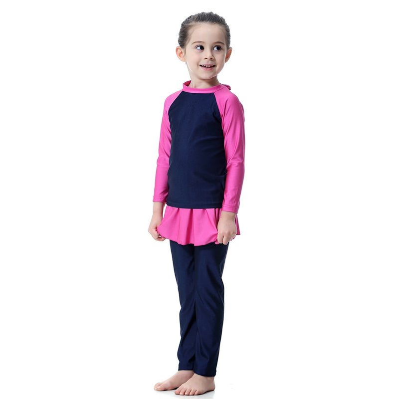 3-Piece Girls Burkini Swimwear Set - Modest Muslim Swimsuits for Kids - Perfect for Beach, Pool & Water Activities