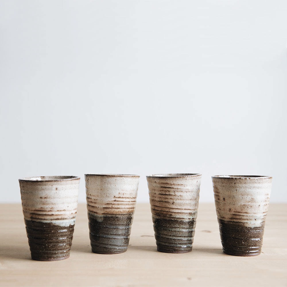 Handmade Rustic Ceramic Coffee Mugs Set of 4 - Farmhouse Style Stoneware Cups for Tea, Hot Chocolate & Home Decor - Perfect for Cozy Kitchens, Cafés & Gift Giving