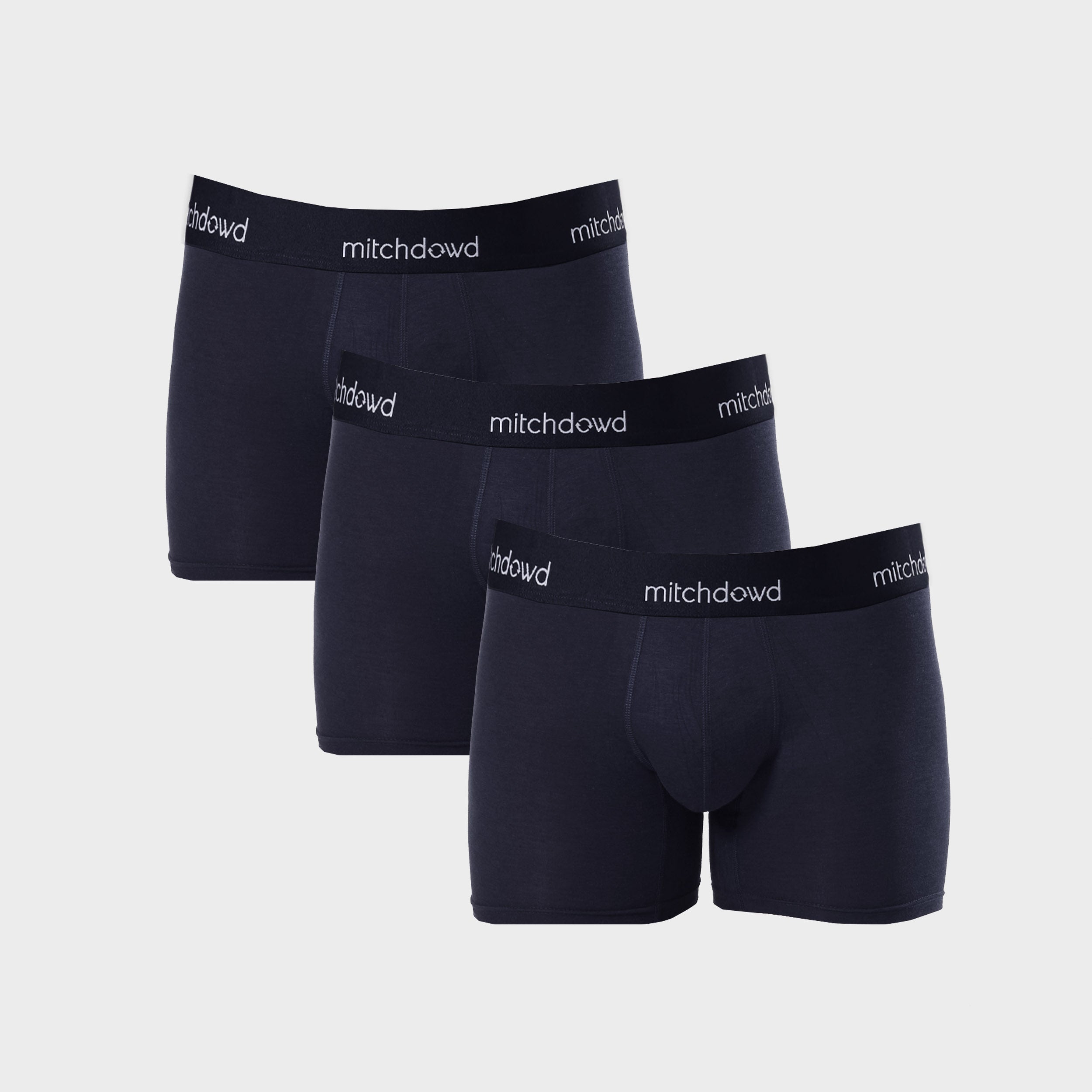 Men's Stretch Cotton Comfort Long Leg Trunks 3-Pack - Navy Blue | Soft Breathable Underwear for Everyday Wear, Workout & Lounge