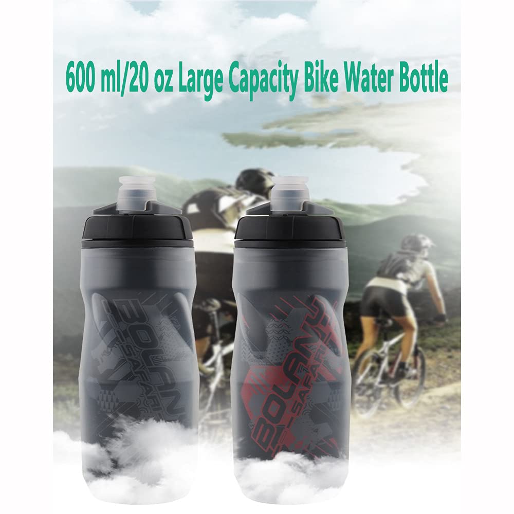 Lightweight Specialized Bike Water Bottle 600ml/20oz - Leak Proof, BPA Free, Squeeze Design for Cycling & Outdoor Sports - Perfect for Road Bikes, Mountain Bikes & Gym Workouts (Black-White)