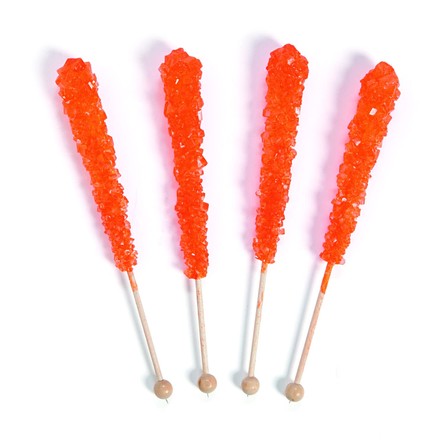 24-Pack Orange Rock Candy Pop Sticks - Individually Wrapped Nostalgic Lollipops for Parties, Gifts & Sweet Treats