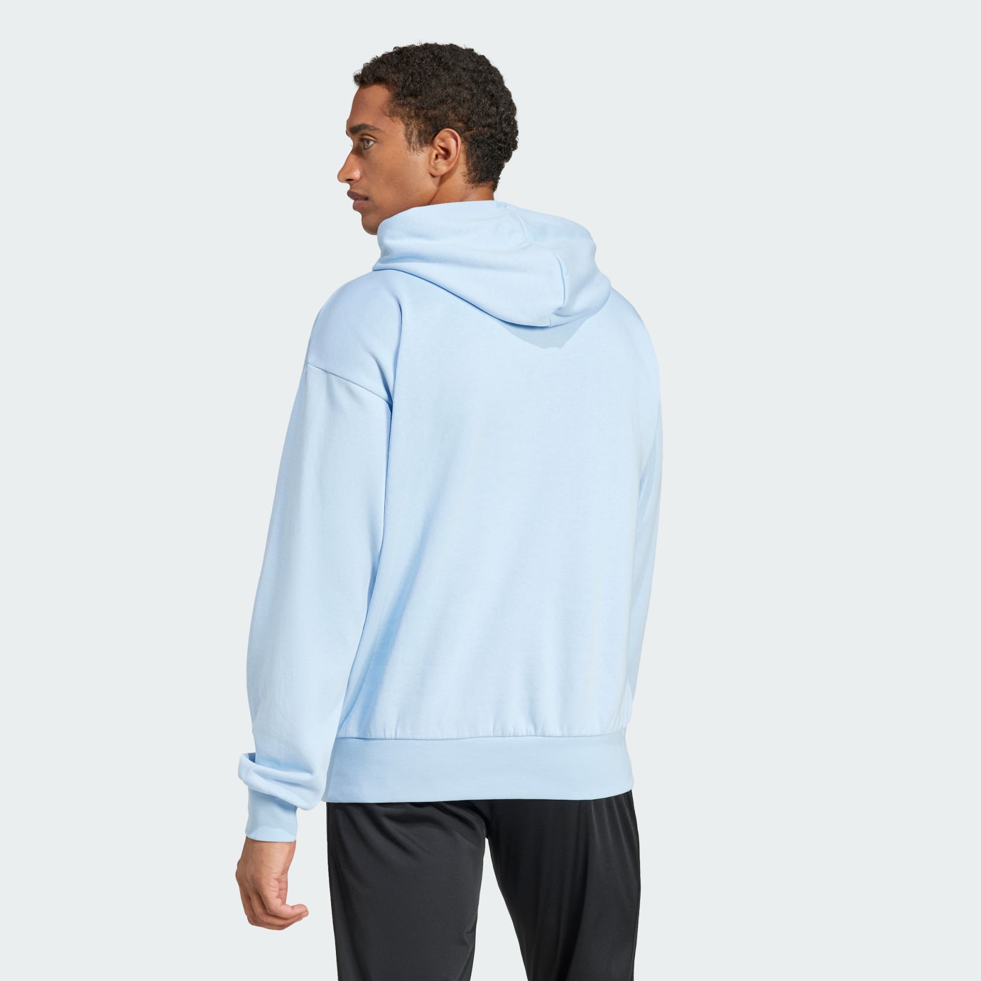 Adidas Men's Feelcozy Fleece Blue Hoodie - Soft & Warm Pullover for Casual Wear, Gym, and Outdoor Activities