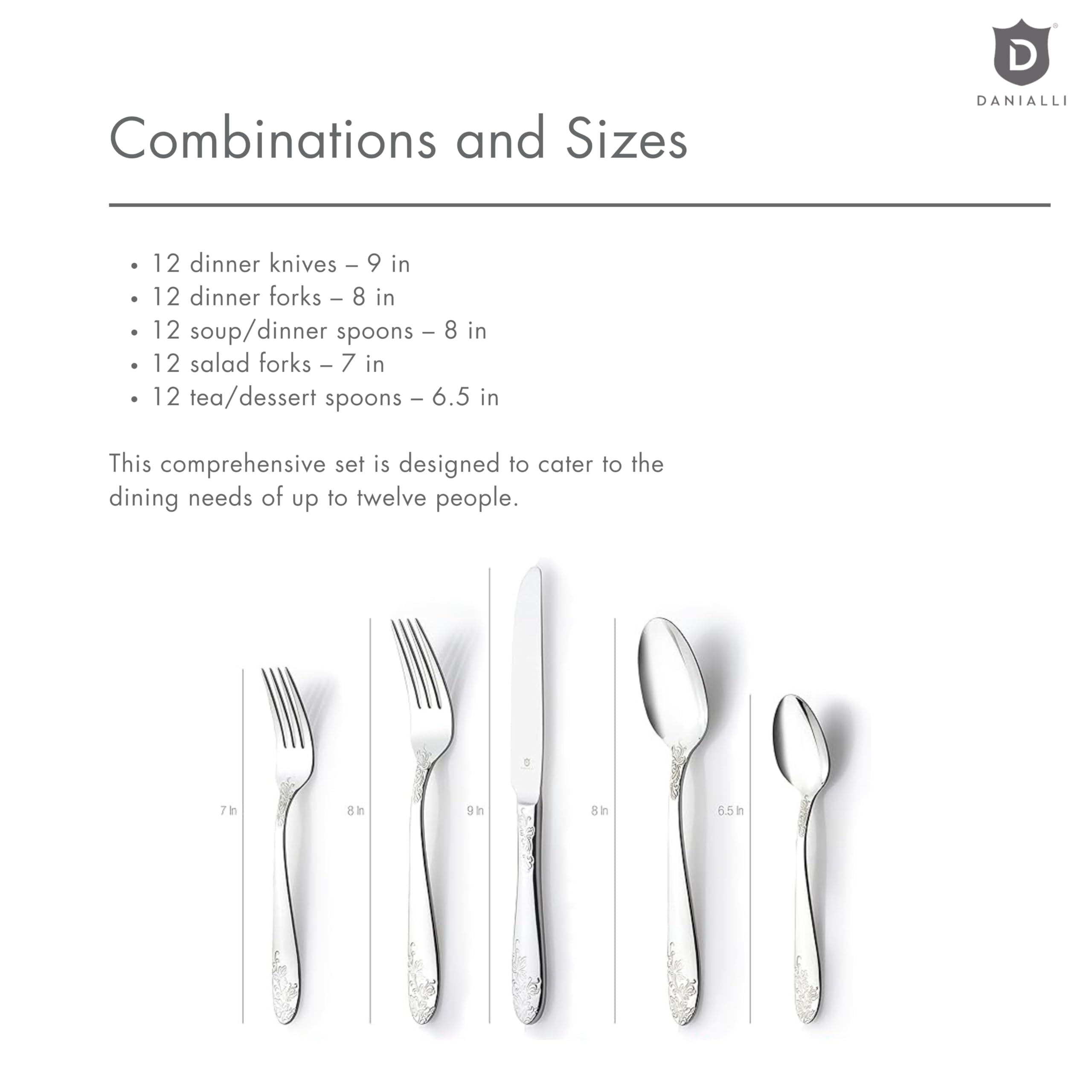 Premium 18/10 Stainless Steel Silverware Set - 60-Piece Elegant Flatware Cutlery Set for Formal Dining & Entertaining - Dishwasher Safe Floral Design (Service for 12) - Perfect for Weddings, Dinner Parties & Holiday Gatherings