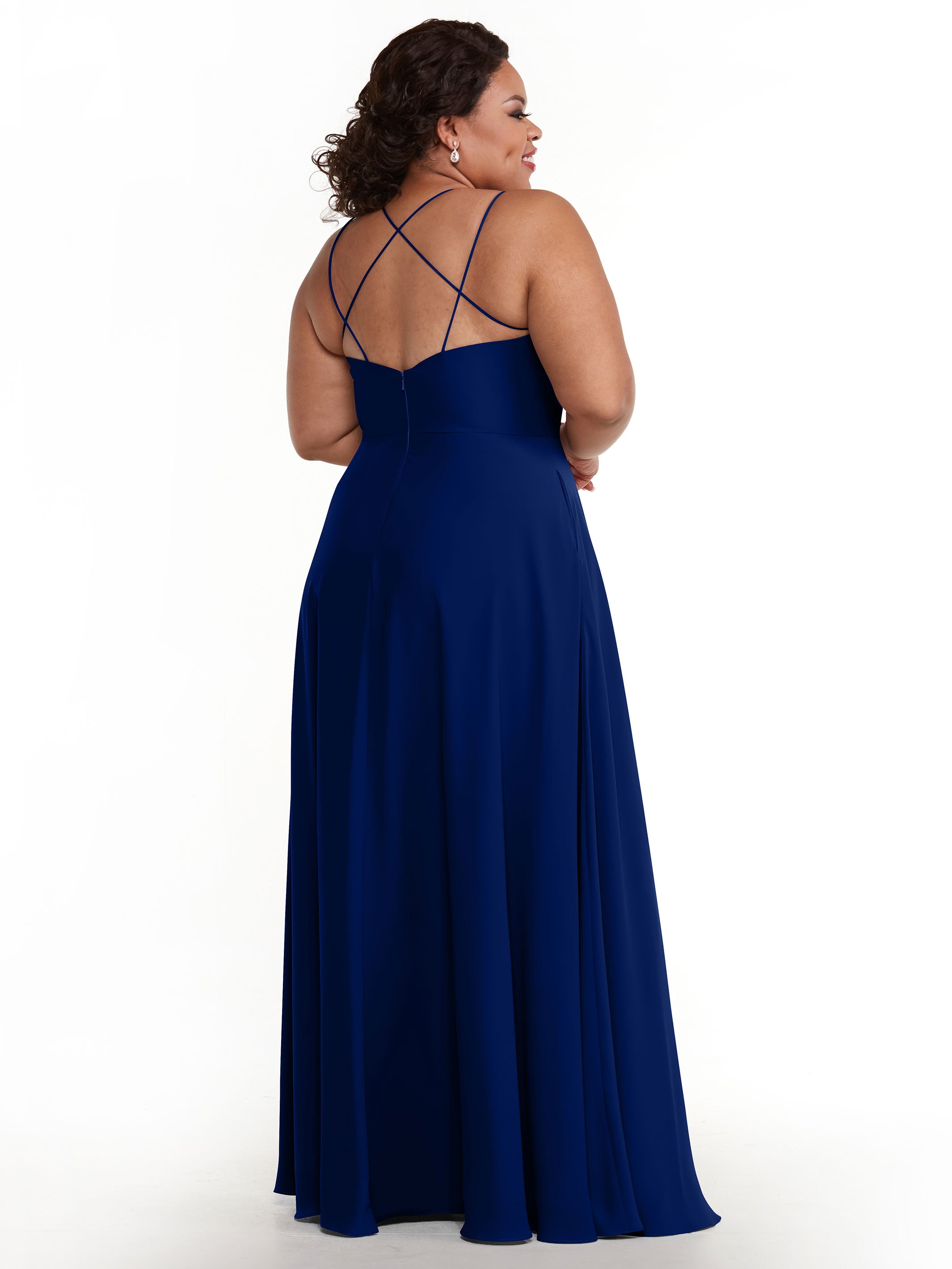 Elegant 83024 Stretch Chiffon A-Line Bridesmaid Dress with Pockets - Perfect for Weddings, Parties & Formal Events - Comfortable & Stylish Plus Size Option Available
