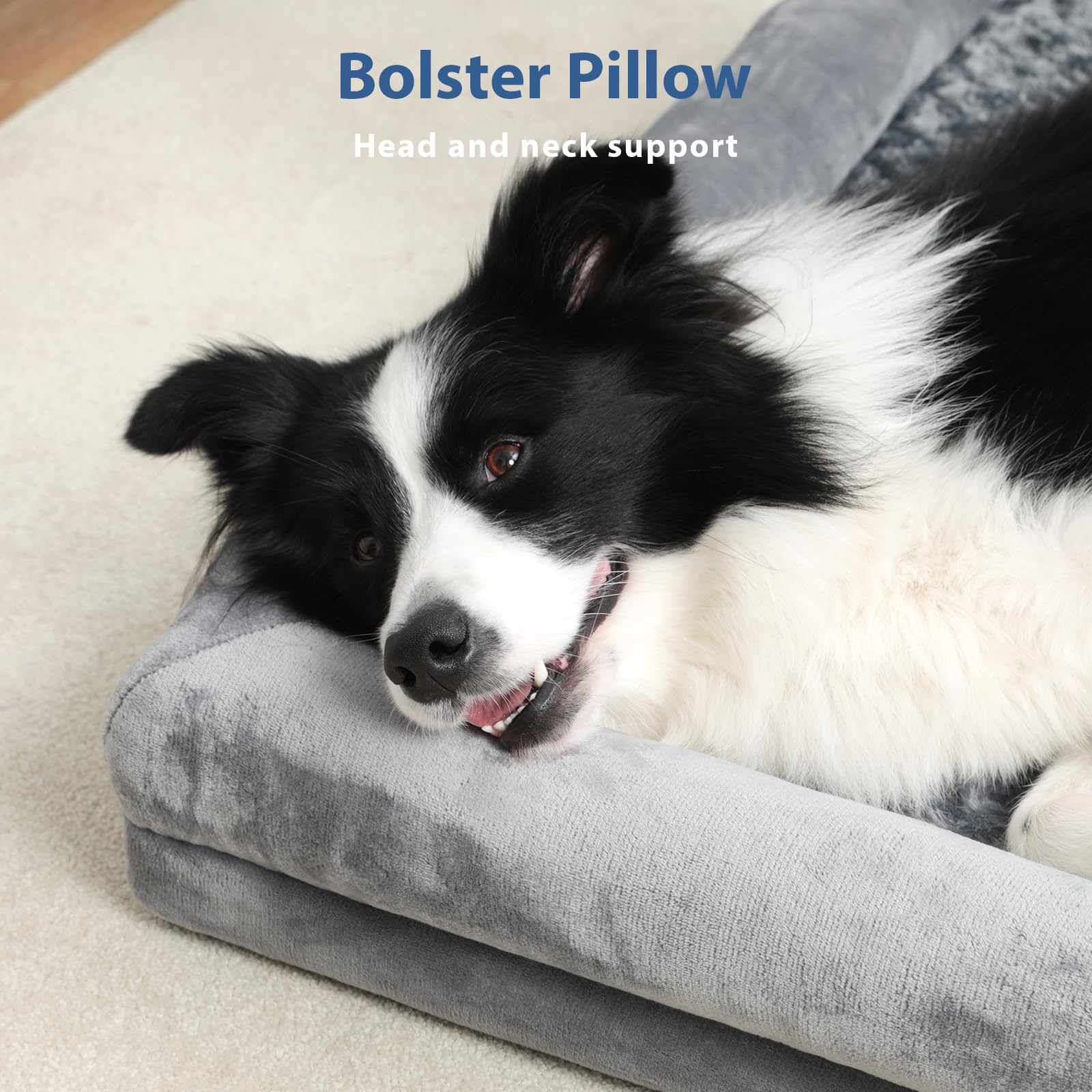 Washable Large Dog Bed for XL Dogs - 40x32 Inch Plush Orthopedic Pet Bed with L-Shaped Bolster & Non-Slip Bottom | Cozy Dog Couch for Living Room, Bedroom & Kennel Use