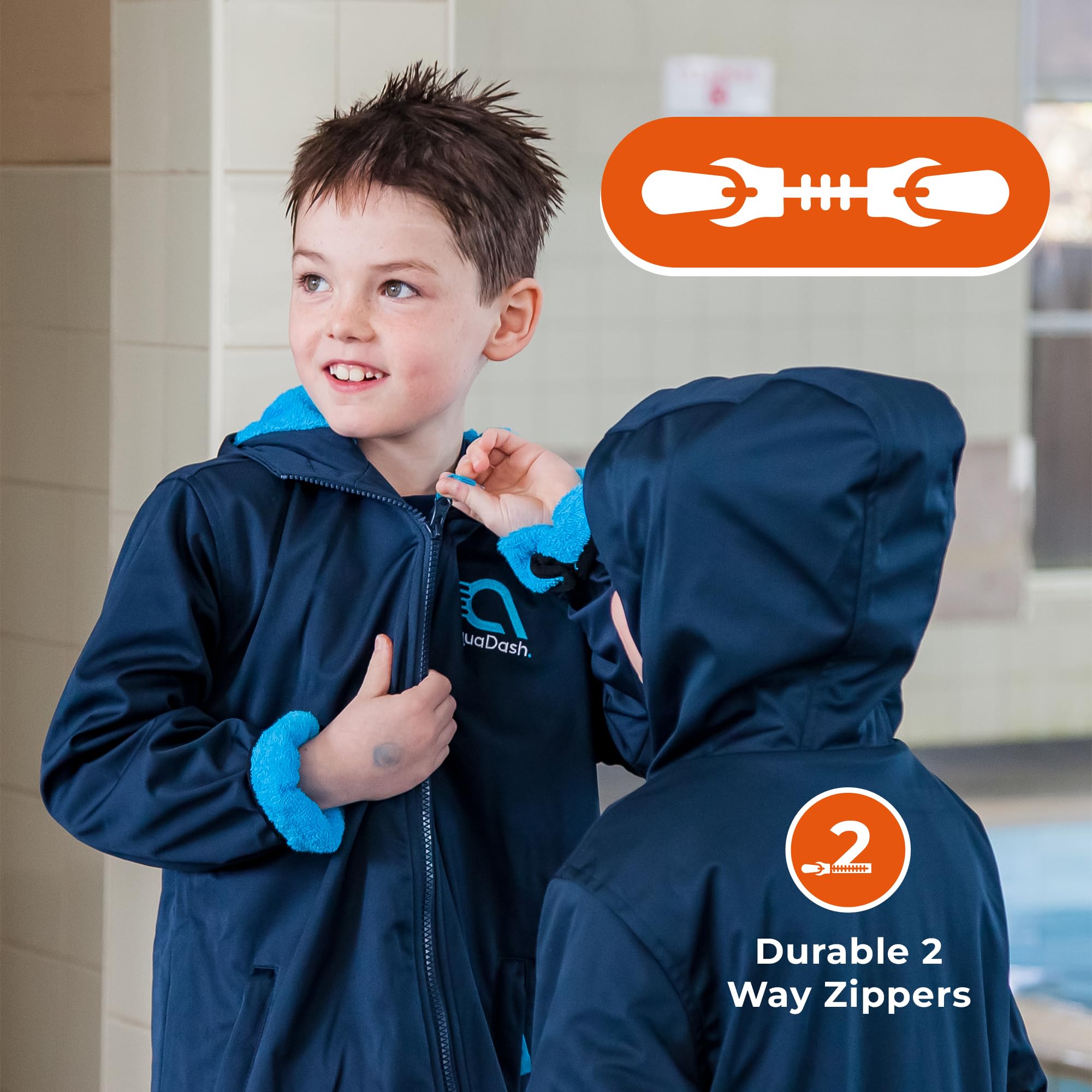 AquaDash Kids Extra Long Swim Parka - Natural Cotton Waterproof Swim Coat for Boys & Girls - Formerly Great Aussie Swim Parkas - Perfect for Swimming Lessons, Beach Trips & Poolside Lounging