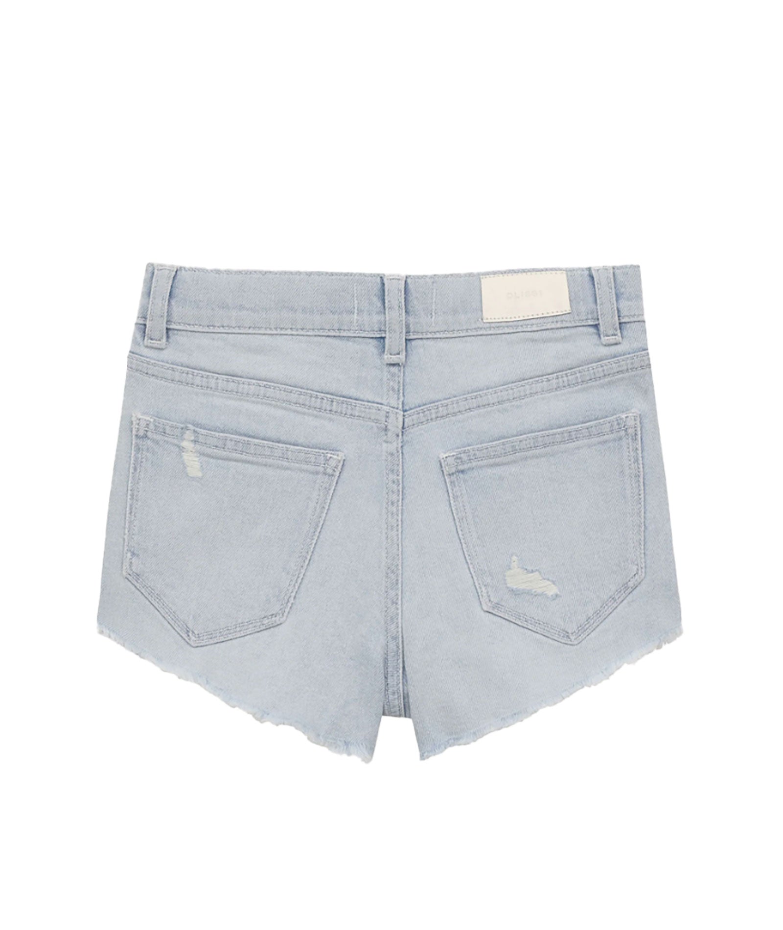 DL1961 Girls Lucy High Rise Distressed Denim Shorts - Stylish Cut Off Shorts for Summer, Poolside, and Casual Outings
