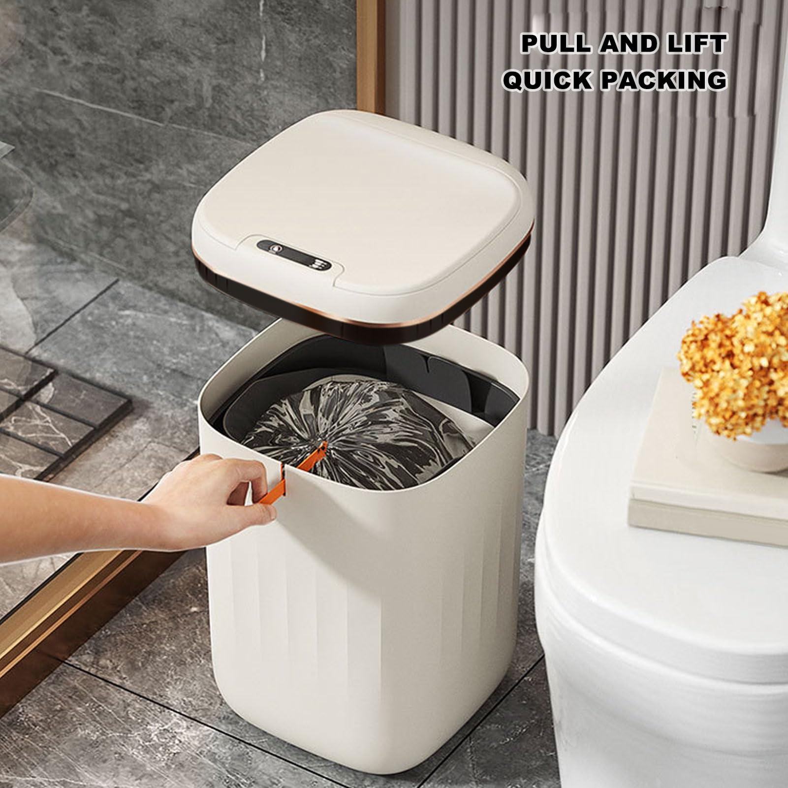 20L High Capacity Automatic Touchless Trash Can with Motion Sensor Lid - Rechargeable Waterproof Smart Trash Bin for Bathroom, Kitchen, Office & Home Use - Hands-Free Motion Activated Waste Bin for Convenient Disposal