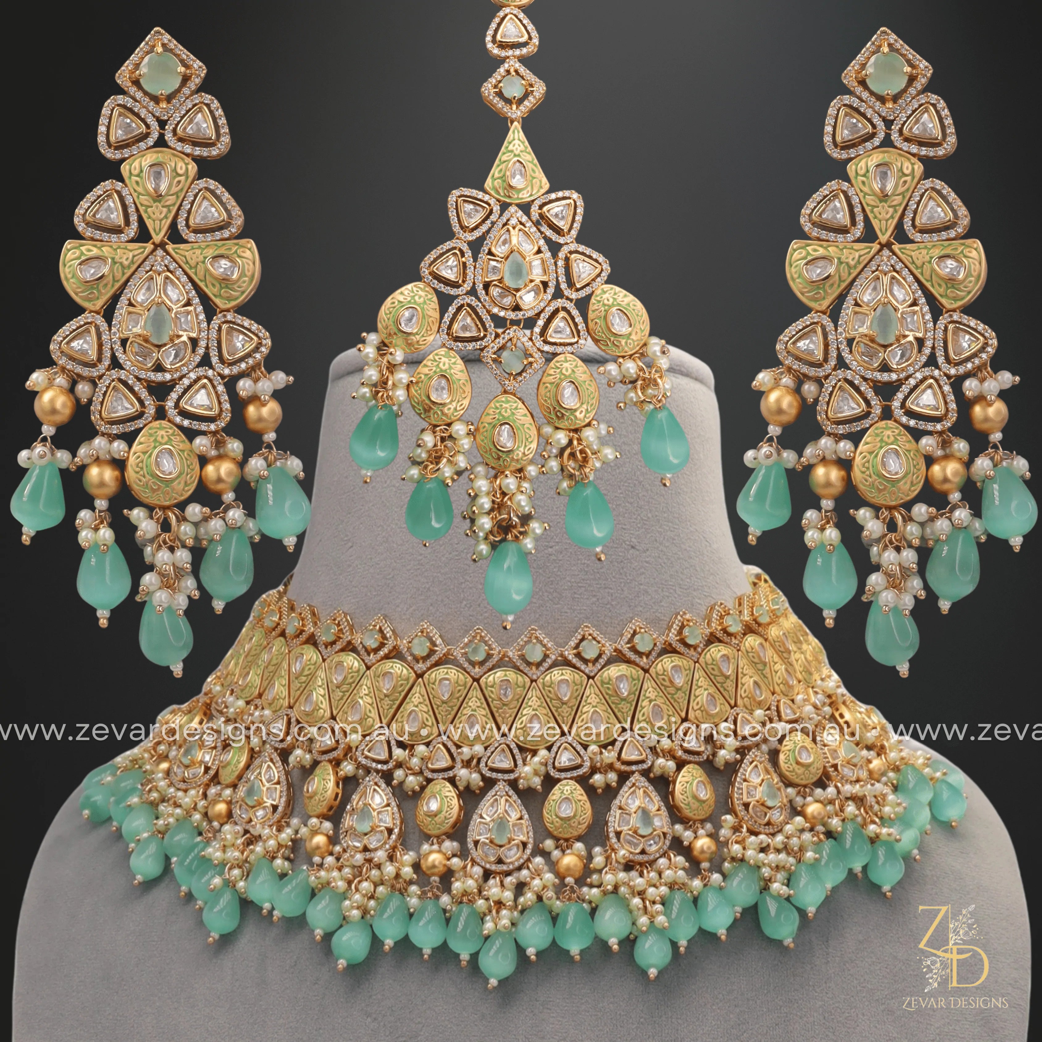 Exquisite Kundan Polki Choker Set with Tikka – Traditional Indian Bridal Jewelry for Weddings & Festive Occasions