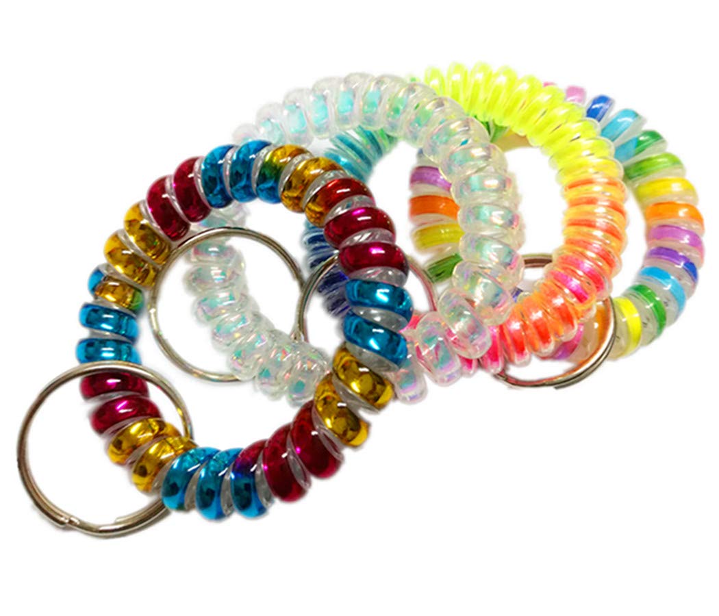 Flexible Spiral Wristband Bracelet with Keychain - Durable Spring Coil Wrist Band & Key Ring Holder for Keys, ID Cards, and Small Essentials - Perfect for Gym, Work, Travel, and Outdoor Activities