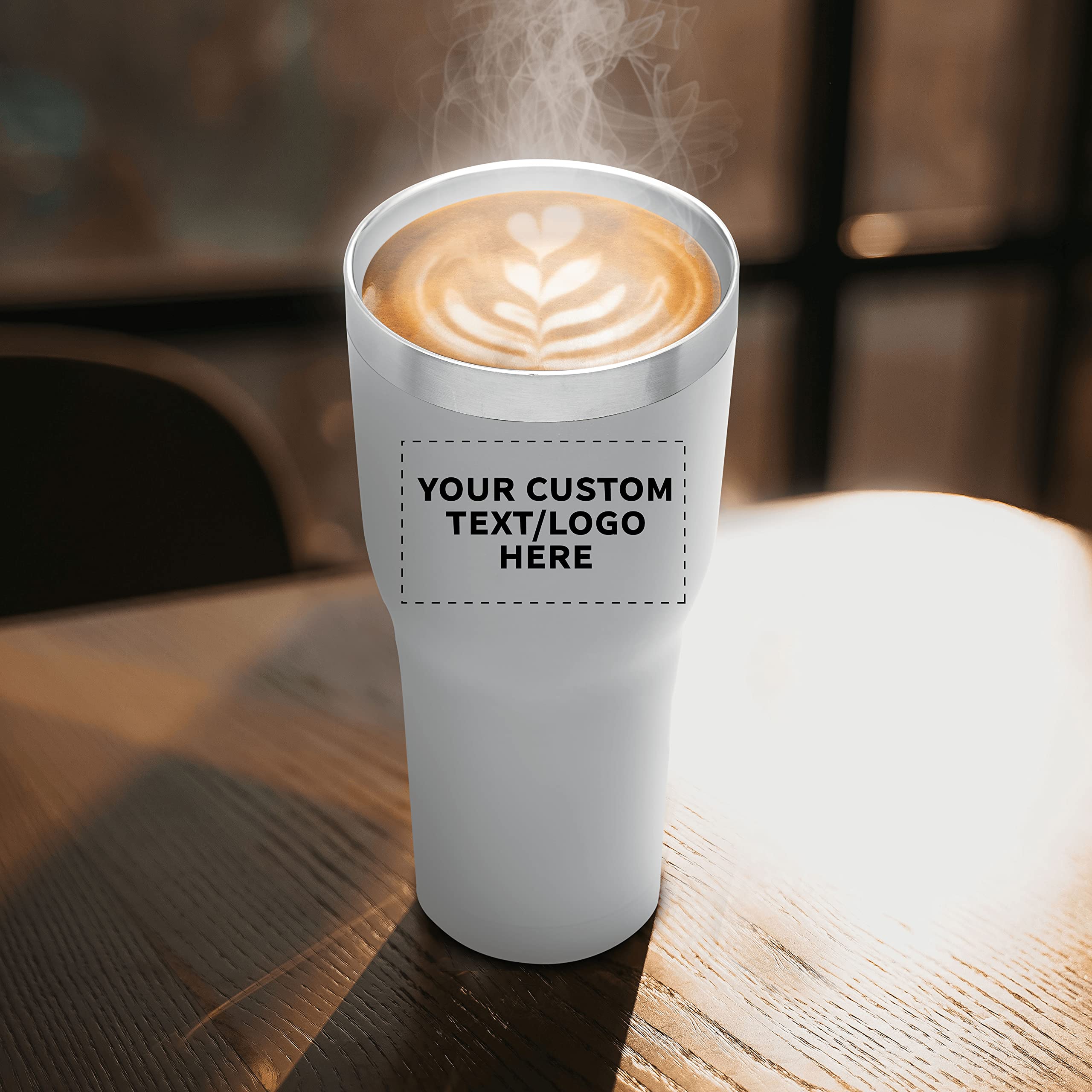 Custom 30 oz Big League Travel Tumblers - Set of 24 Insulated Stainless Steel Cups with Personalization - Double Wall Vacuum for Hot Coffee, Tea & Cold Drinks - Bulk Pack for Office, Sports Teams & Corporate Gifts - White