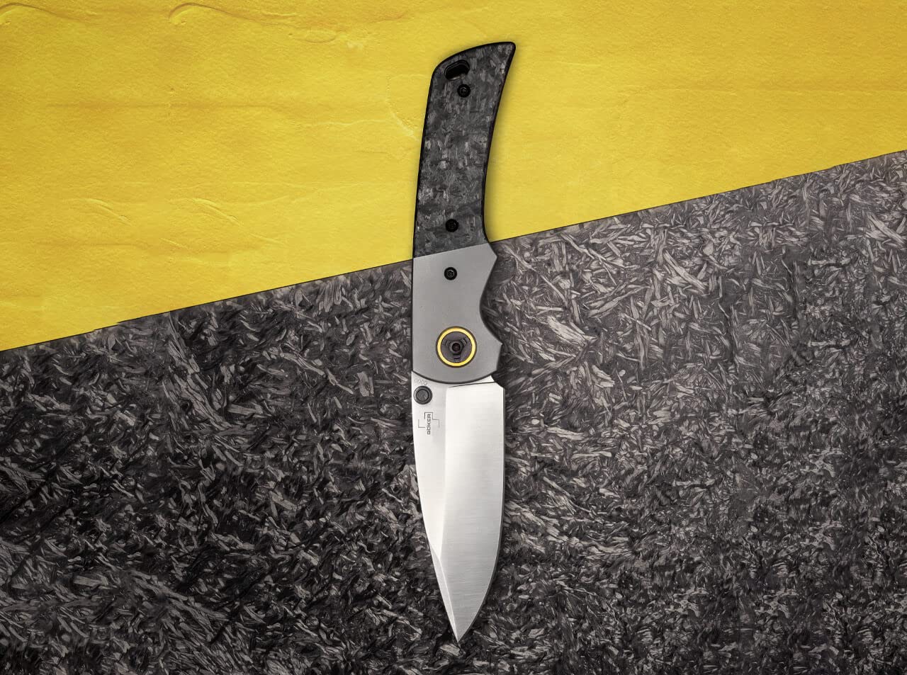 BÖKER PLUS Gulu Pro Folding Pocket Knife - Marble Carbon Fiber & Titanium Handle, D2 Steel Blade, Liner Lock Mechanism | Designed by Steve Kelly | EDC, Outdoor Survival, Camping & Everyday Carry Knife