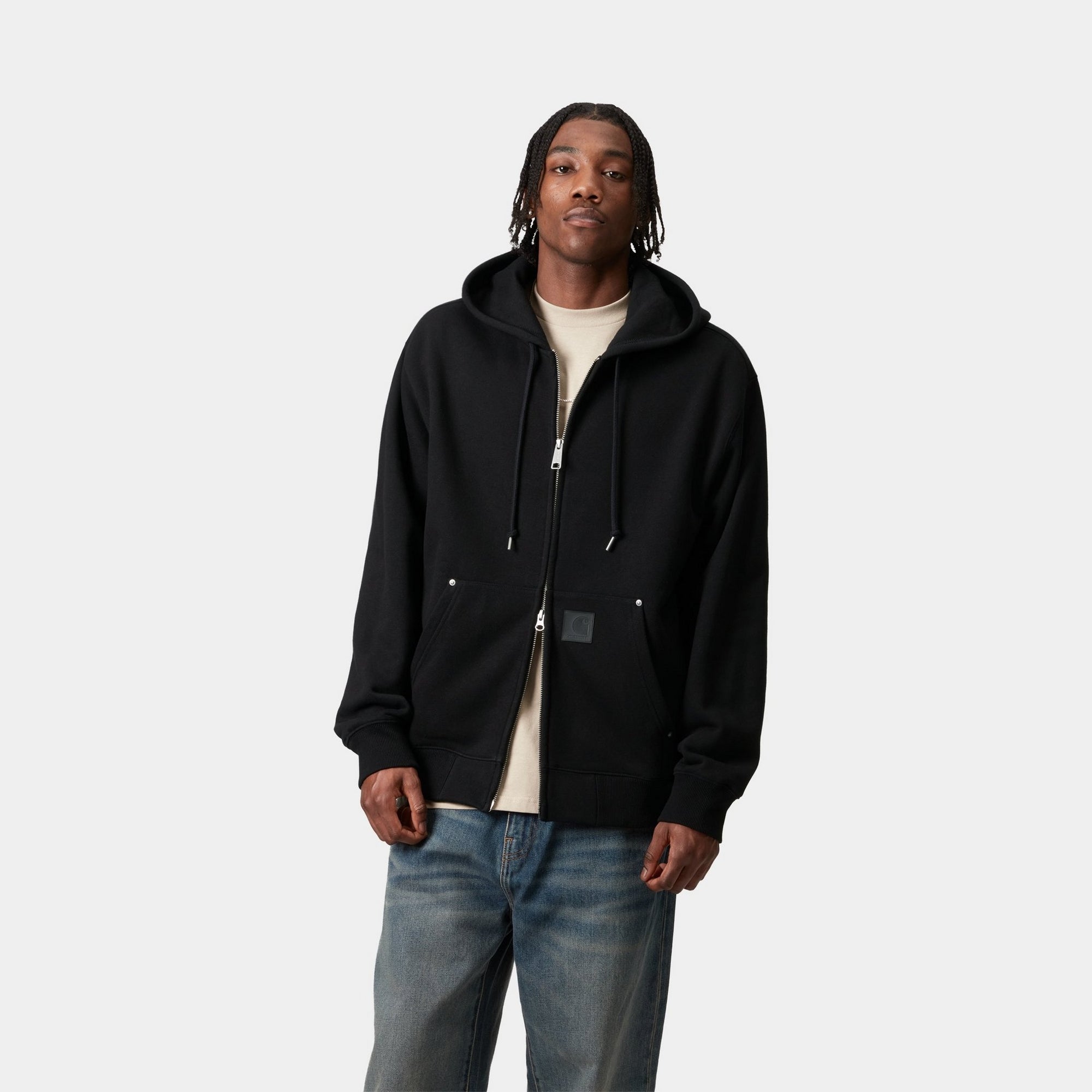 Eldon Hooded Sweatshirt Jacket for Men & Women - Soft Fleece Pullover with Pockets, Black - Perfect for Casual Wear, Outdoor Activities & Layering in Cold Weather