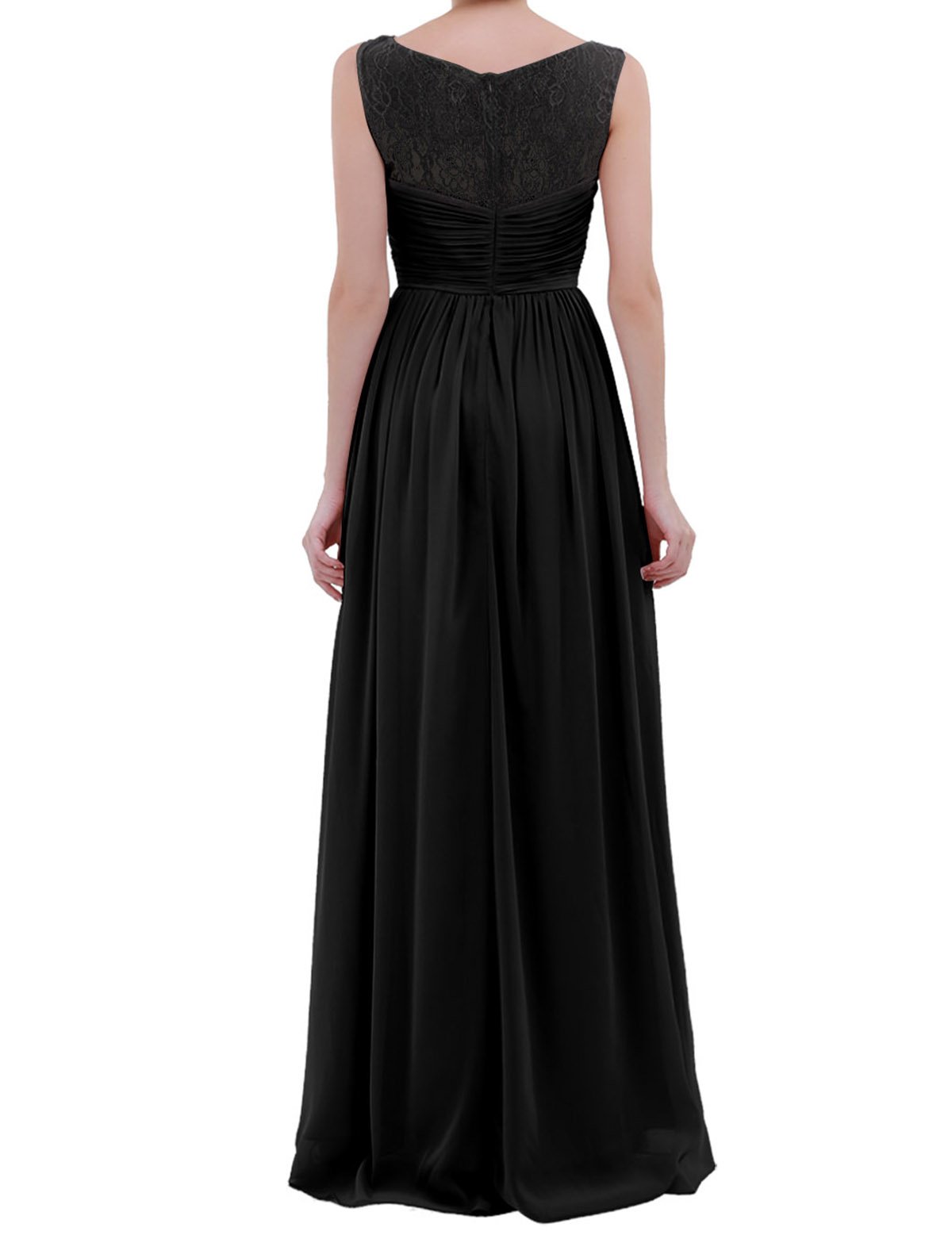Elegant Sleeveless Lace Chiffon Ruched Empire Bridesmaid Dress - Long Evening Prom Gown for Women - Perfect for Weddings, Parties & Special Occasions