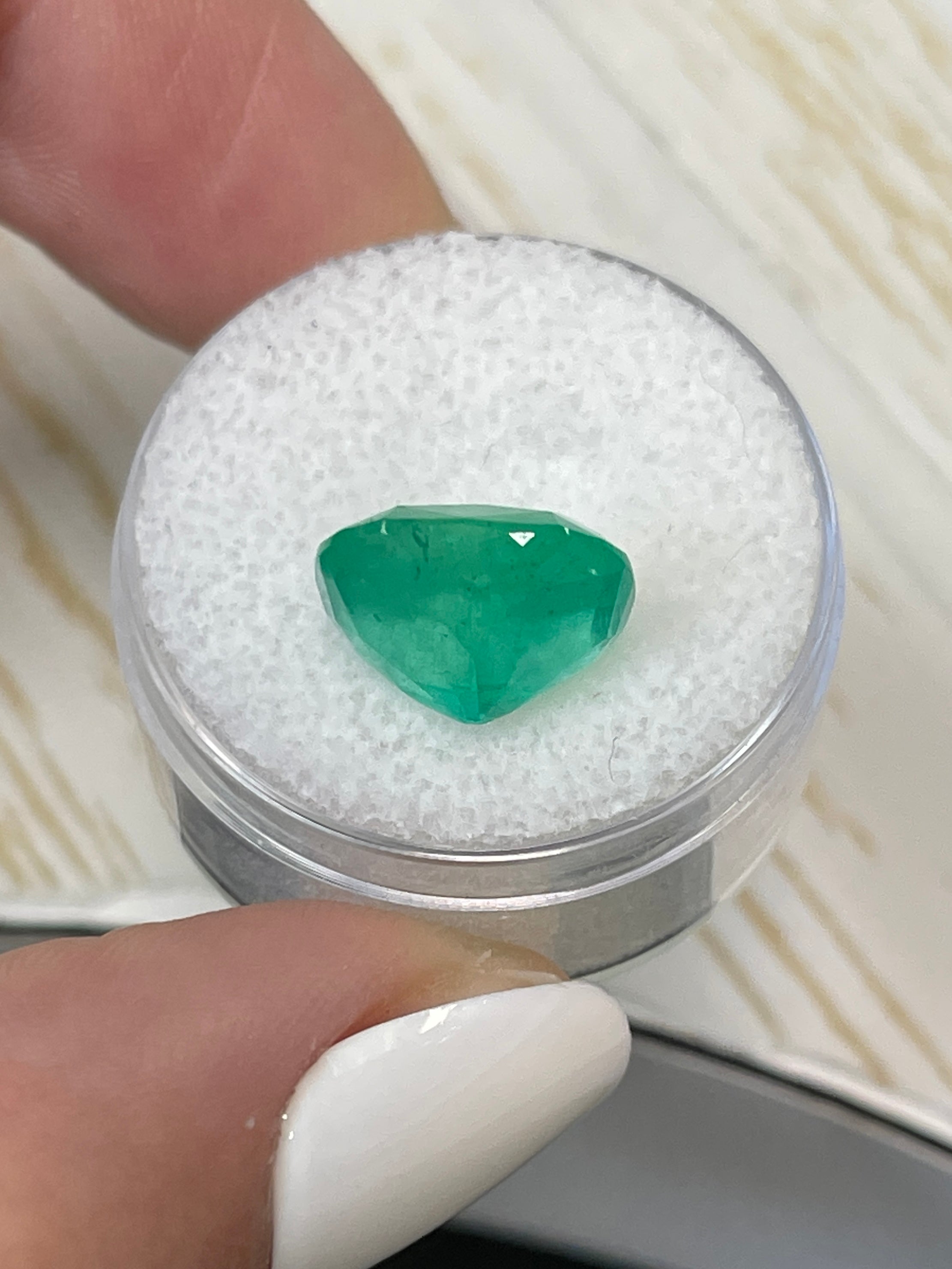 5.69 Carat 12x10mm Bluish Green Natural Loose Colombian Emerald Gemstone - Cushion Cut for Jewelry Making, Engagement Rings & Luxury Gifts
