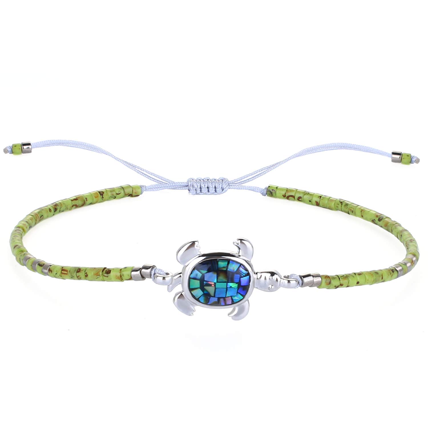 KELITCH Crystal Turtle Charm Bracelet - Miyuki Beaded Thin Strand Friendship Bracelet for Women - Multi Color Options - Perfect for Gifts, Boho Style & Everyday Wear