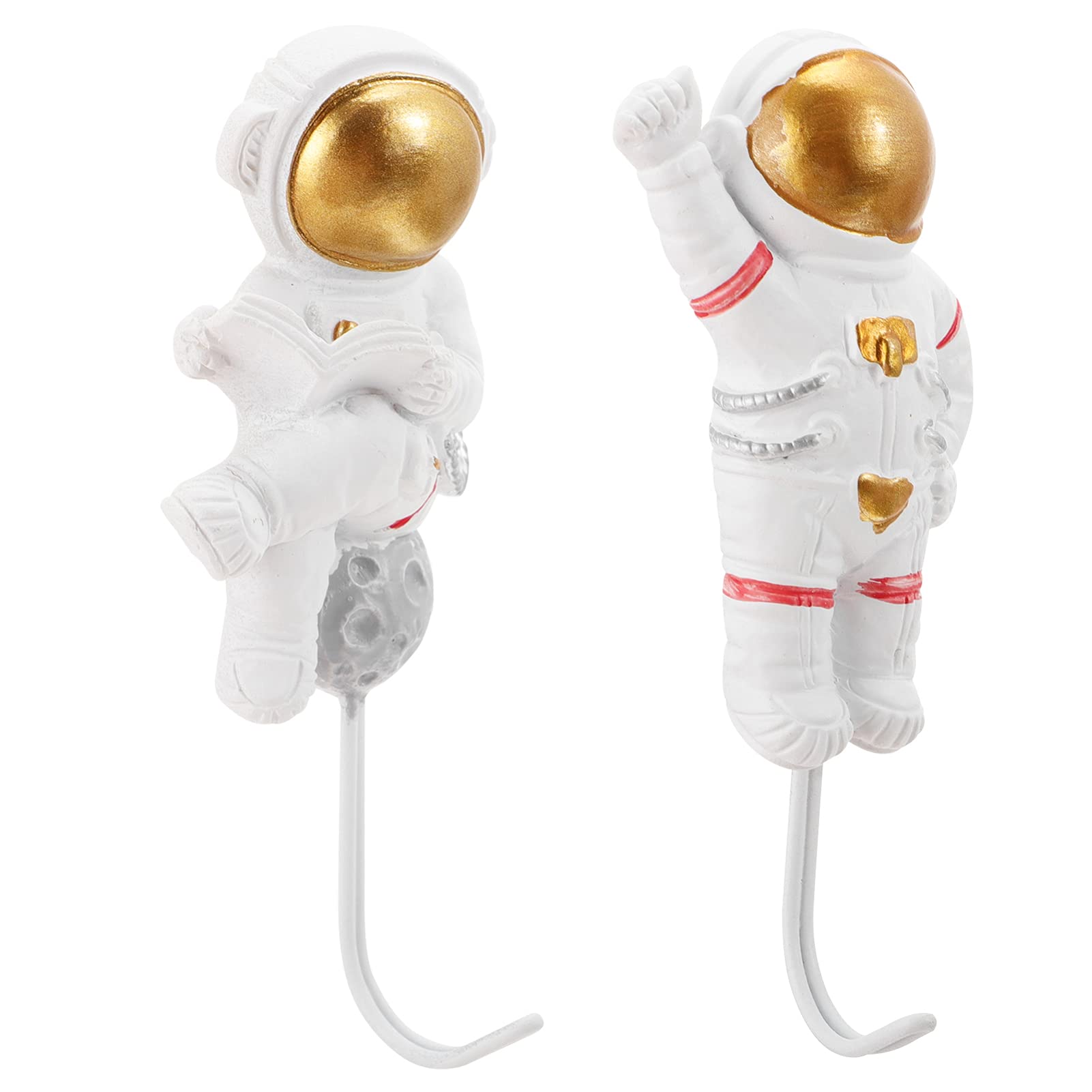 Space Themed Wall Hooks - 2 Pack Adhesive Coat Hooks for Bedroom, Bathroom & Entryway - Strong Suction Shower Hooks, Key Holder & Decorative Space Decor - Perfect for Kids Room, Dorm & Space Enthusiasts