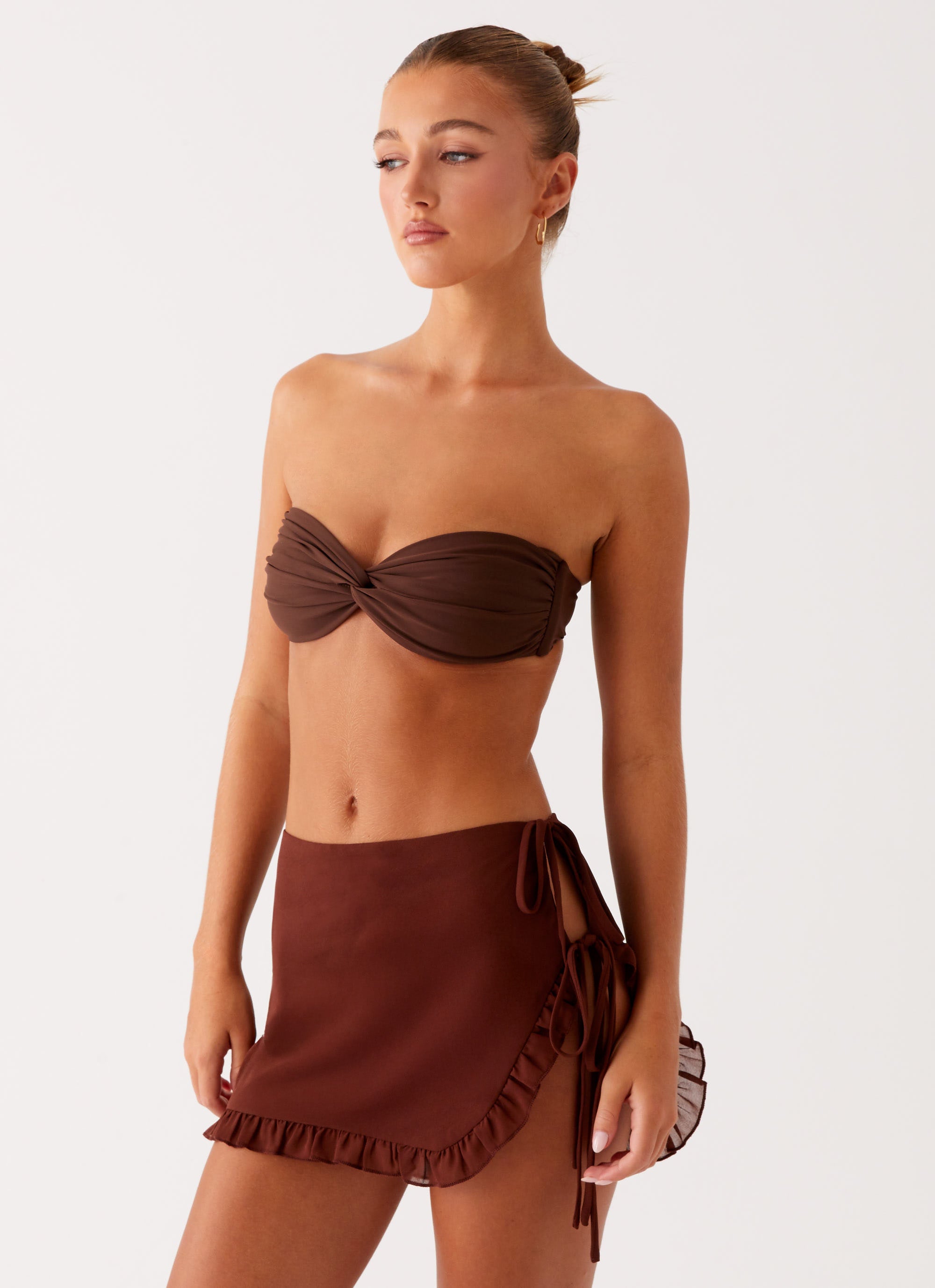 Iggy Mini Skirt for Women - Sexy High Waisted Stretchy Denim Shorts in Chocolate Brown | Perfect for Summer Outfits, Beach Vacations & Night Out Parties